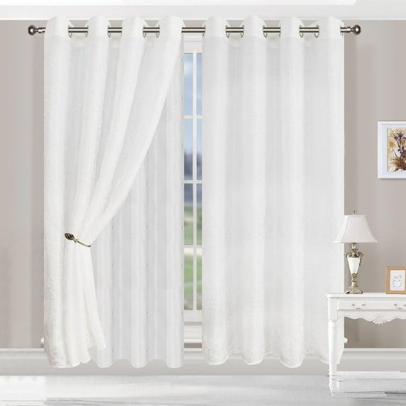 Superior Foliage Sheer Curtain Set of 2, 52" x 96", White