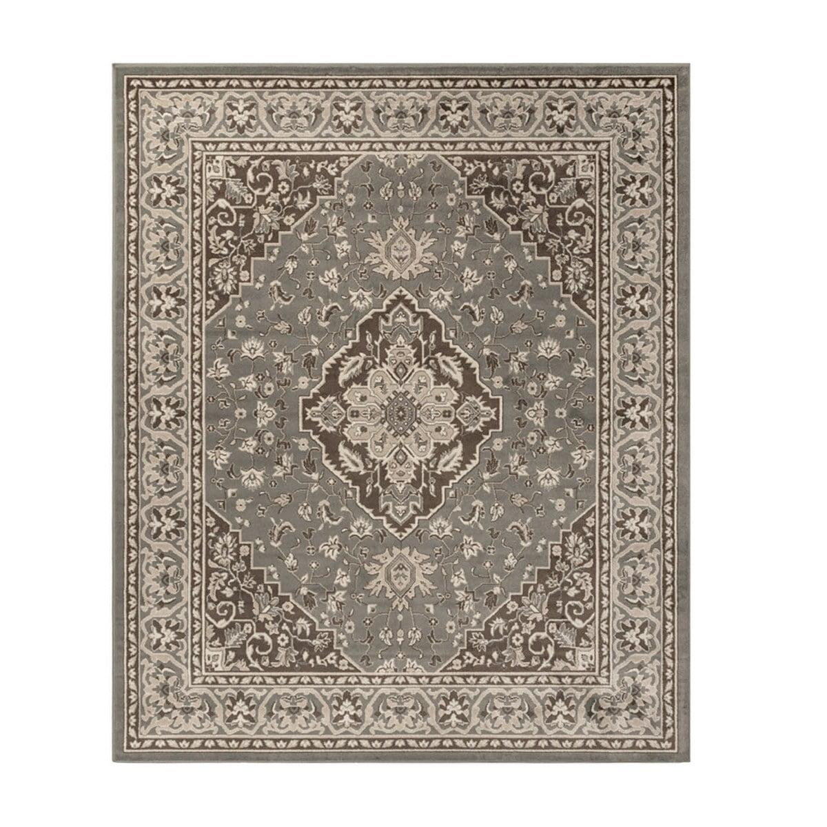 Traditional Vintage Medallion Floral Scroll Indoor Area Rug, 3'x5', Grey - Blue Nile Mills