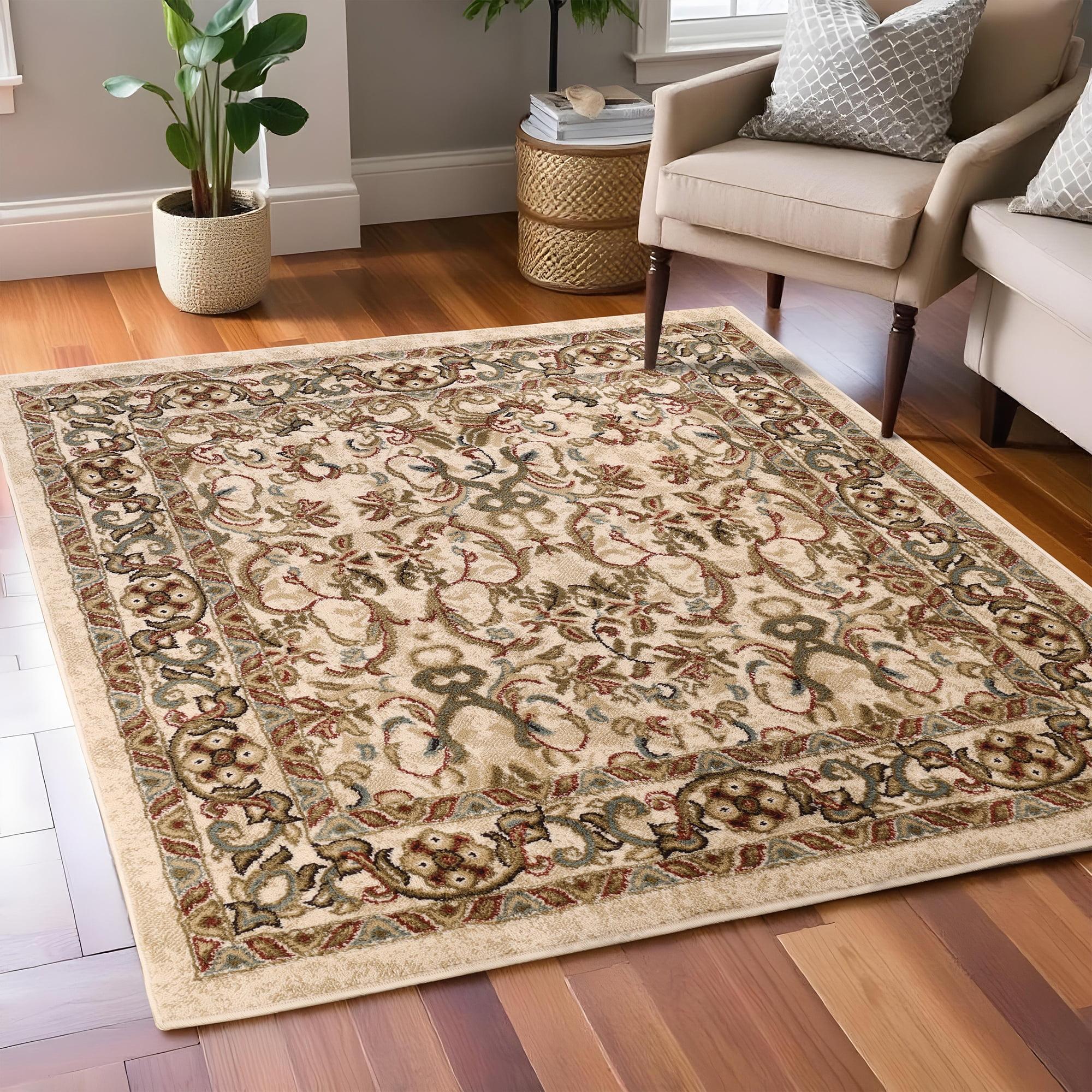Superior Heritage Oriental Floral Indoor Area Rug, 8' x 8' Square, Ivory