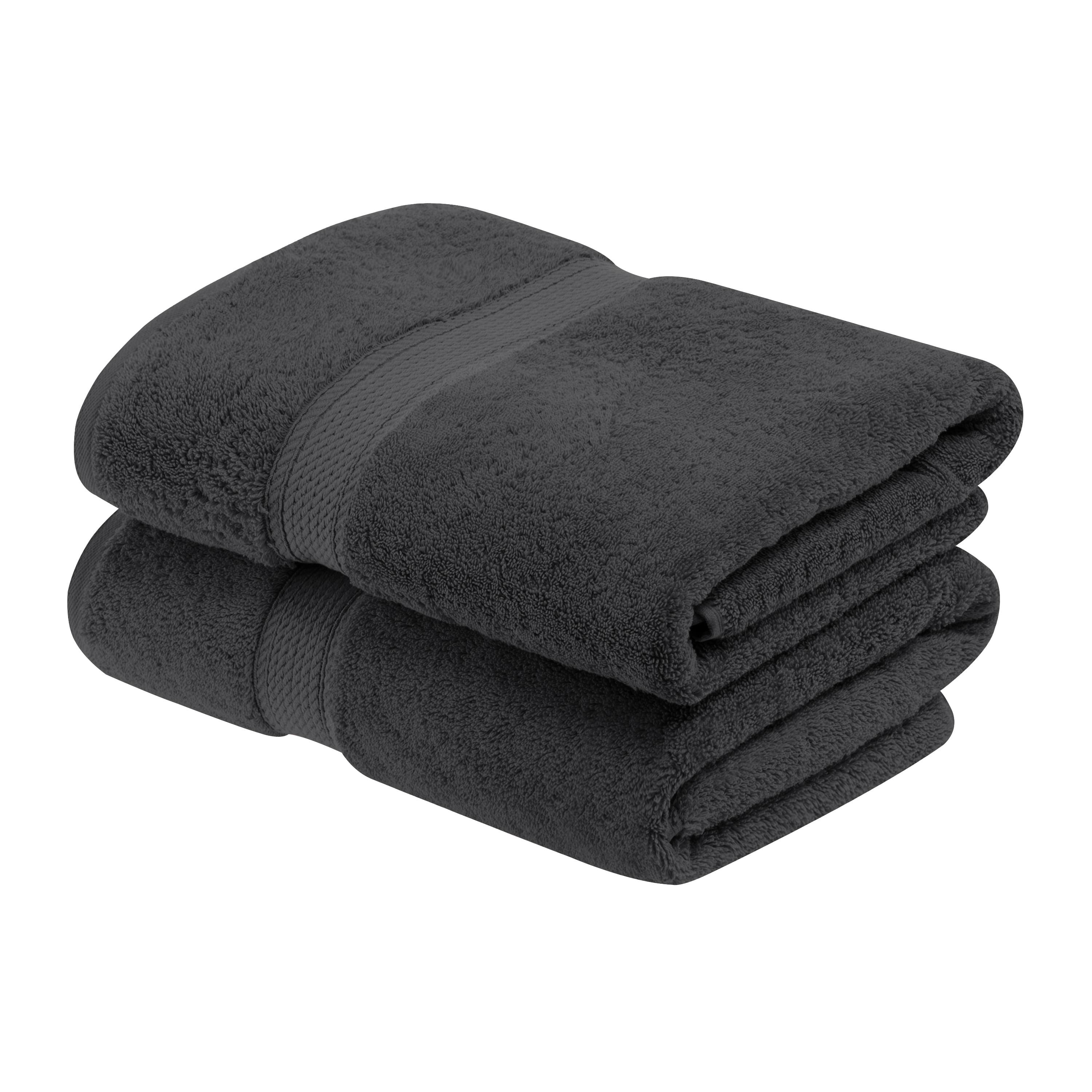 Luxury Cotton Heavyweight Ultra-Plush Bath Towel Set of 2, Charcoal - Blue Nile Mills