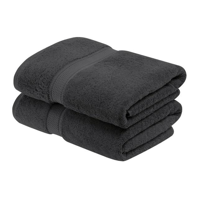 Luxury Cotton Heavyweight Ultra-Plush Bath Towel Set of 2, Charcoal - Blue Nile Mills