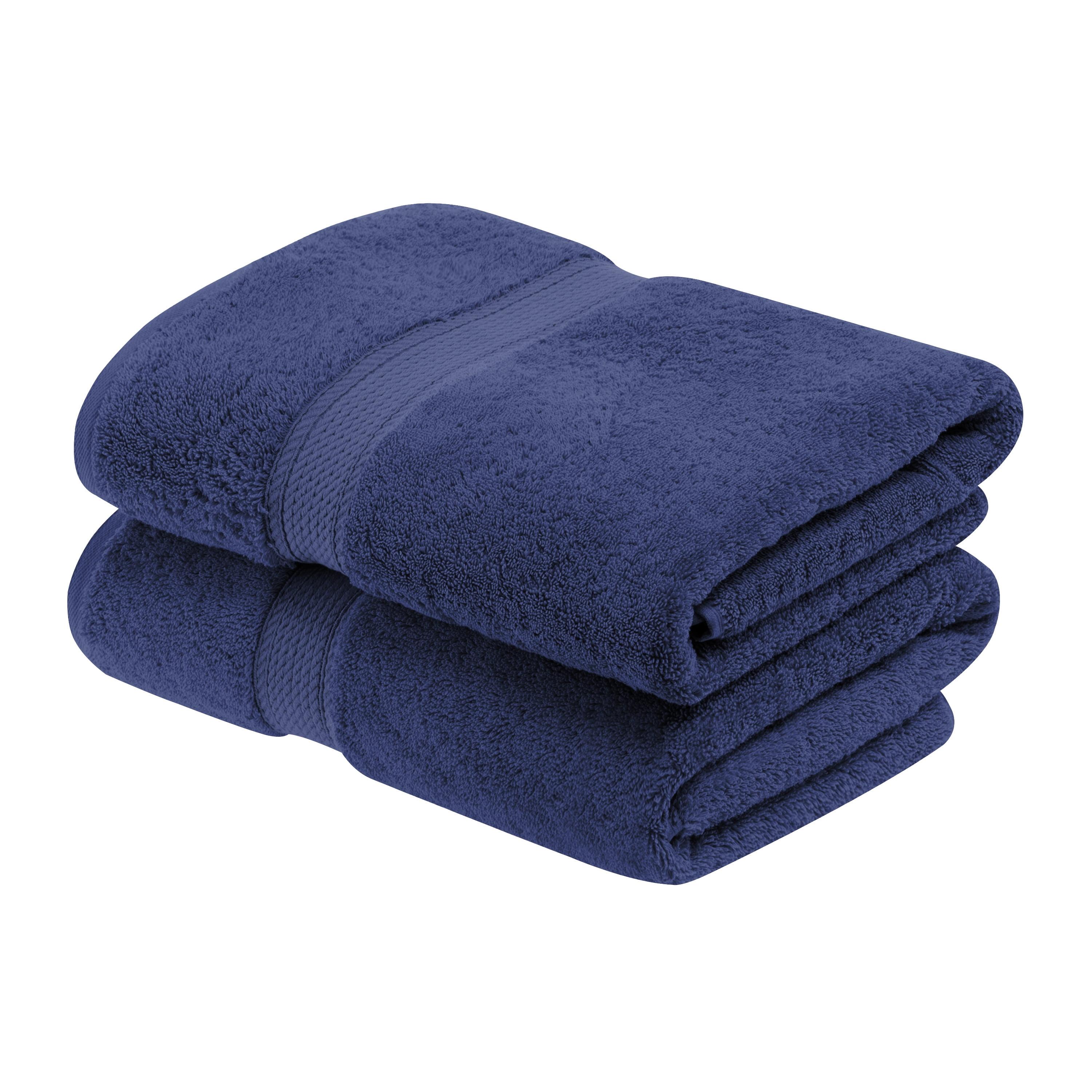 Navy Blue Egyptian Cotton Plush Bath Towel Set