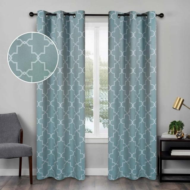 Superior Trellis Blackout Curtains, Rod Pocket, Set of 2, 42" x 108", Teal