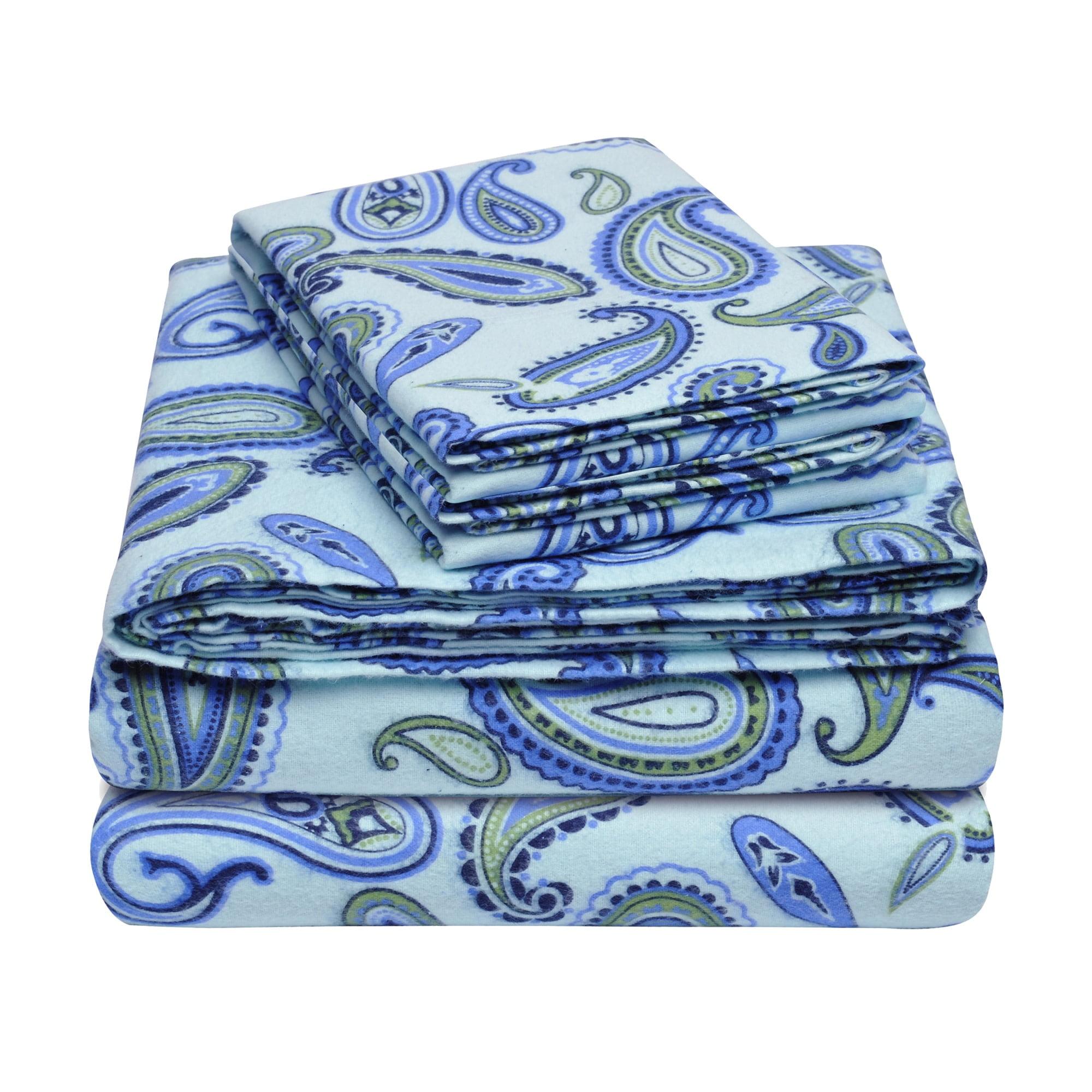 Superior Vintage Floral Paisley Flannel Cotton Bed Sheet Set