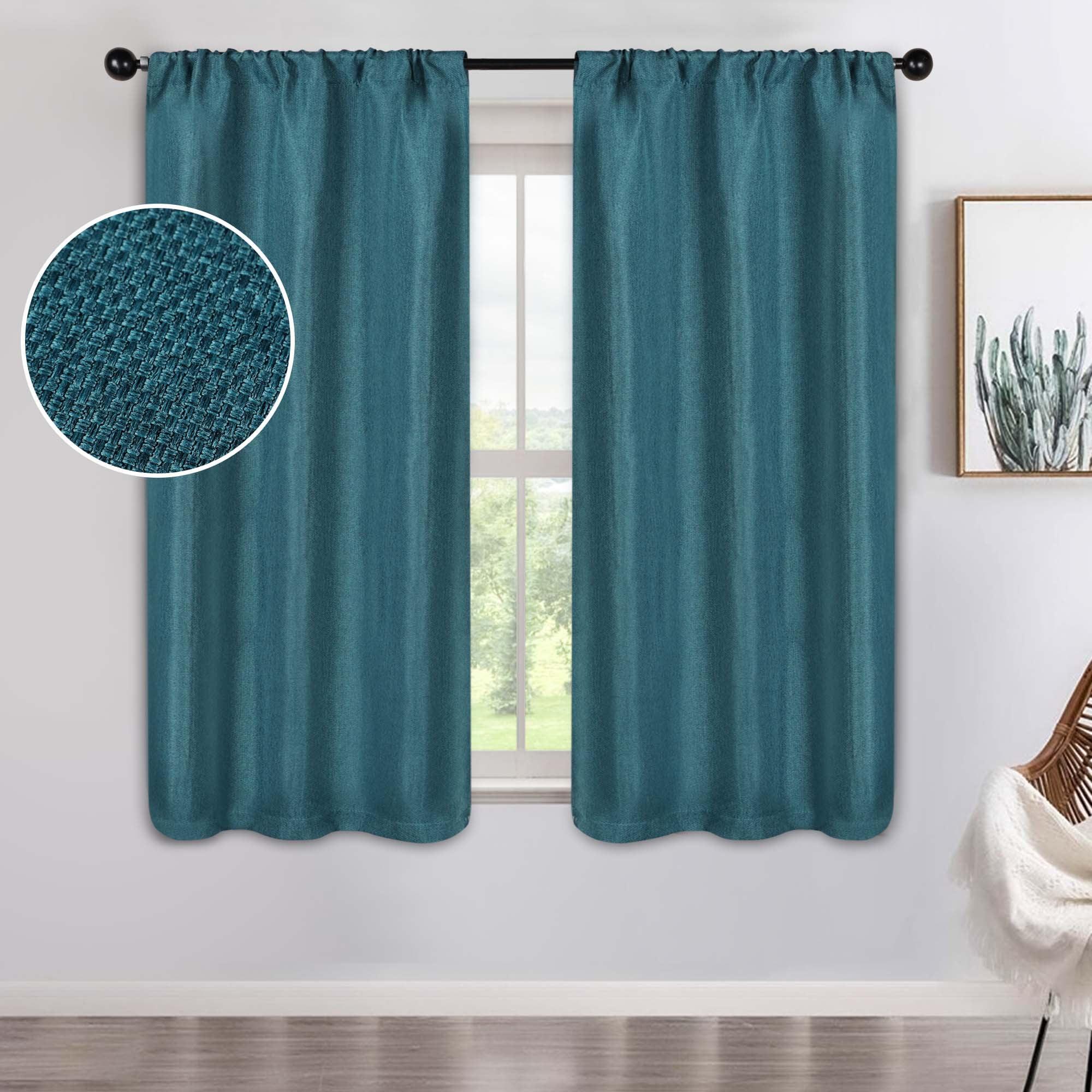 Superior Jaxon Blackout Curtains, Rod Pocket, Set of 2, 26" x 63", Deep Sea