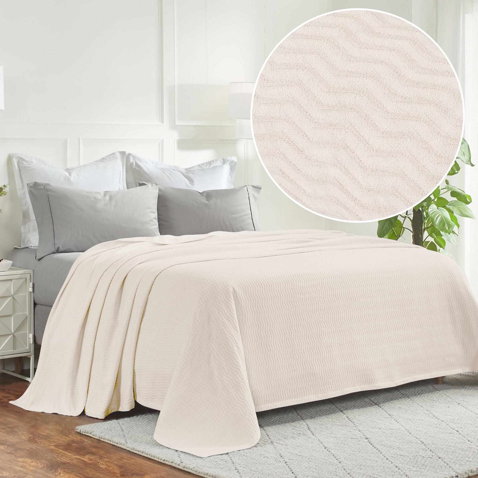 Ivory King Cotton Chevron Woven Blanket