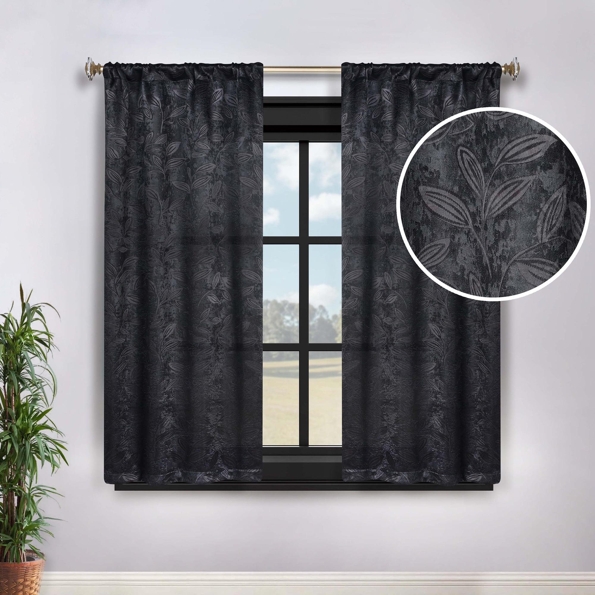 Modern Bohemian Leaves Polyester Machine Washable Room Darkening Blackout Curtains by Superior (Set of 2)