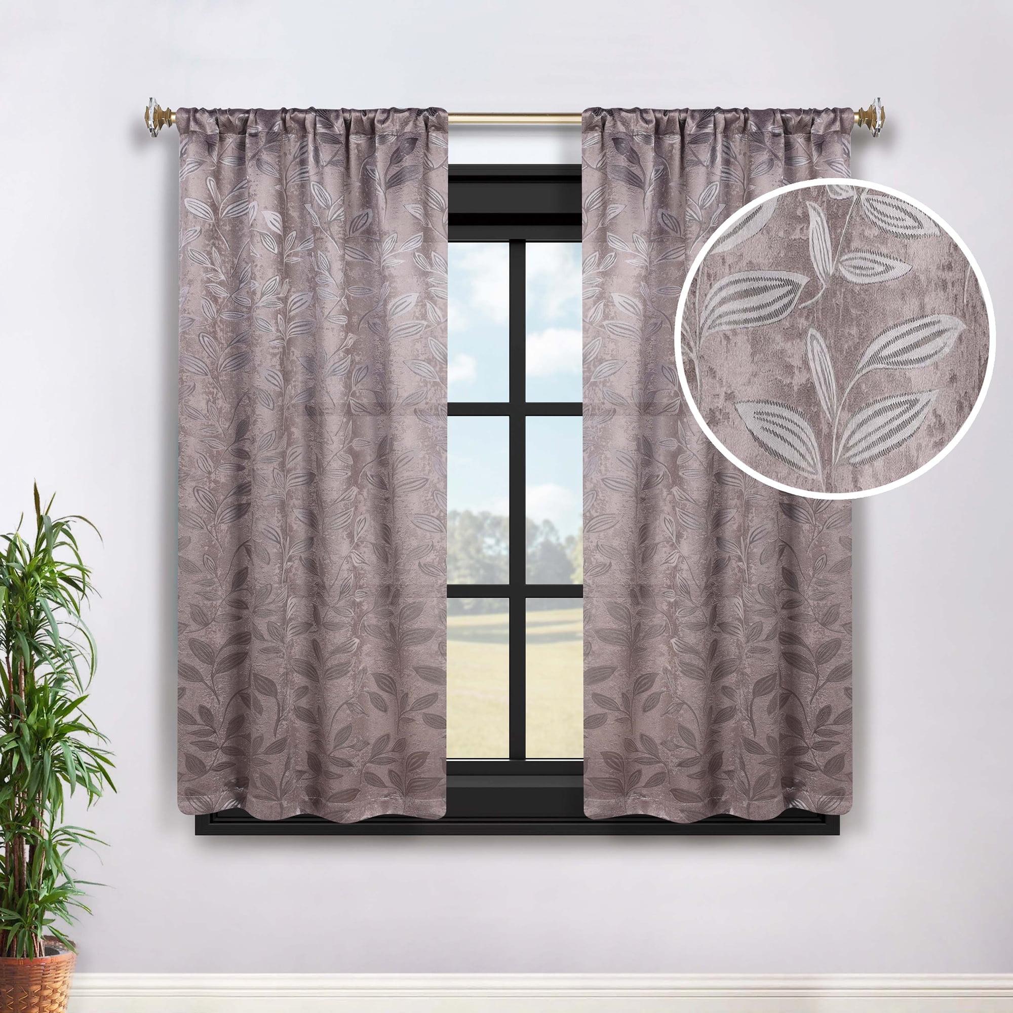 Modern Bohemian Leaves Polyester Machine Washable Room Darkening Blackout Curtains by Superior (Set of 2)