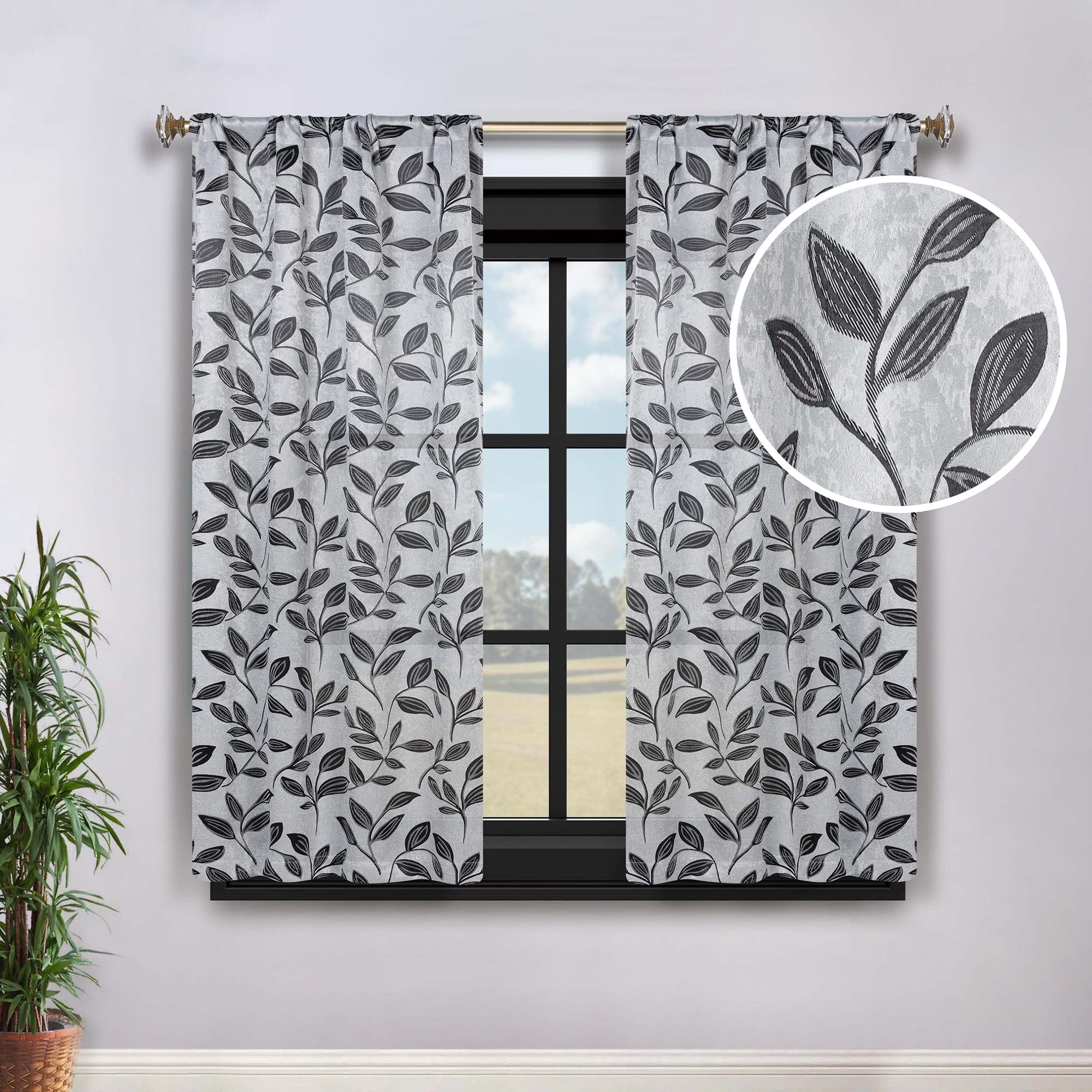 Modern Bohemian Leaves Polyester Machine Washable Room Darkening Blackout Curtains by Superior