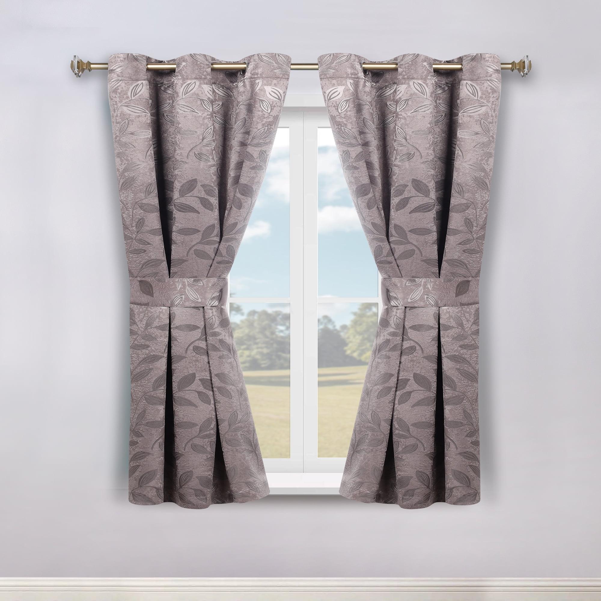 Modern Bohemian Leaves Polyester Machine Washable Room Darkening Blackout Curtains by Superior (Set of 2)