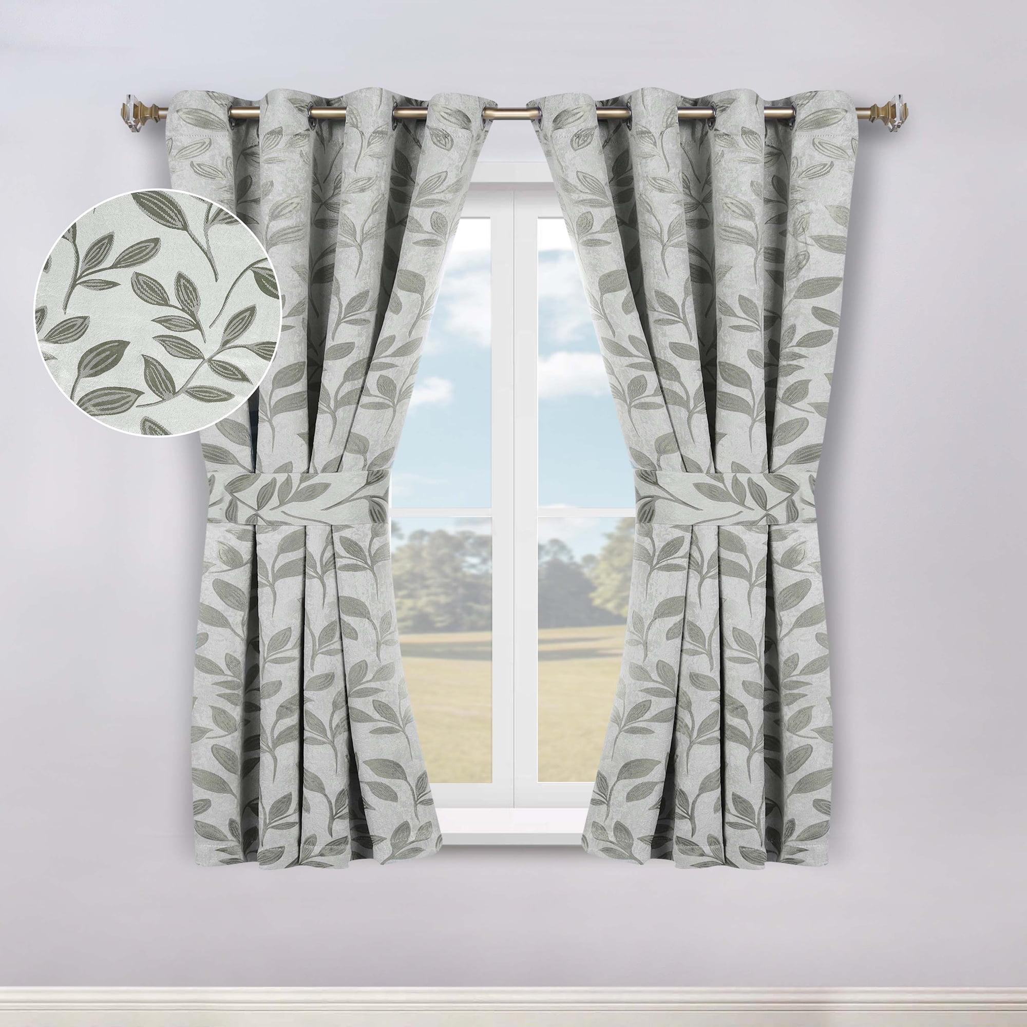 Modern Bohemian Leaves Polyester Machine Washable Room Darkening Blackout Curtains by Superior (Set of 2)