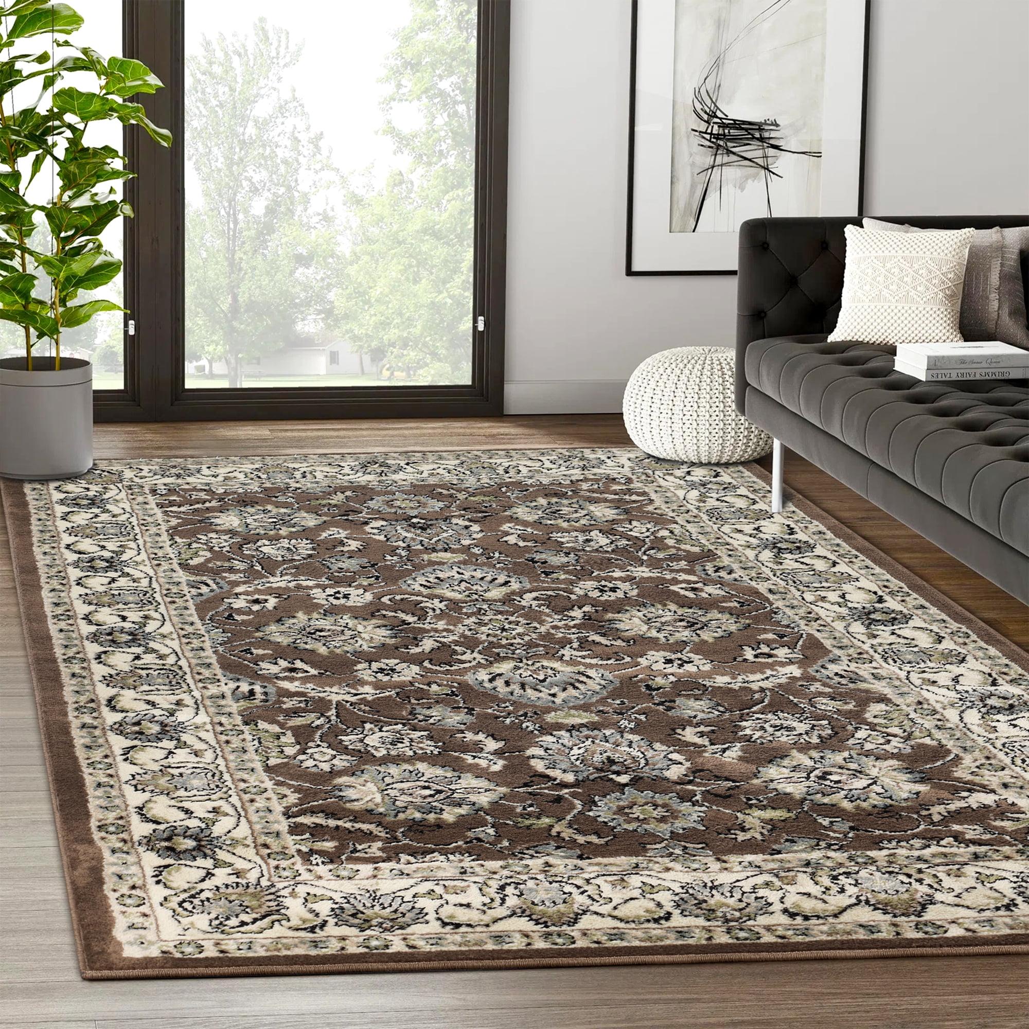 Superior Traditional Floral Area Rug 4' x 6', Indoor Rugs For Living Room Bedroom, Brown