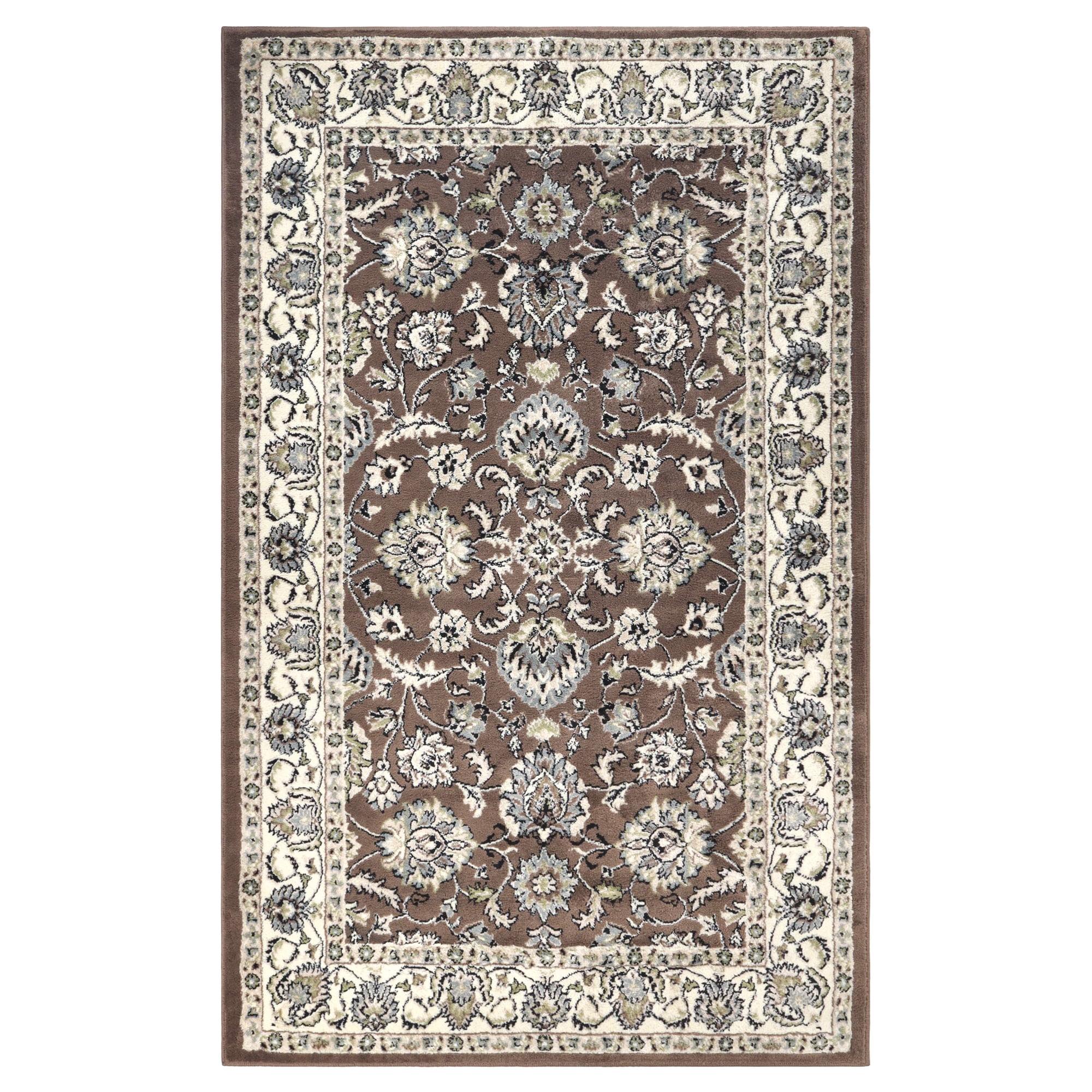 Elegant Lille Floral Scroll 4'x6' Brown Synthetic Area Rug