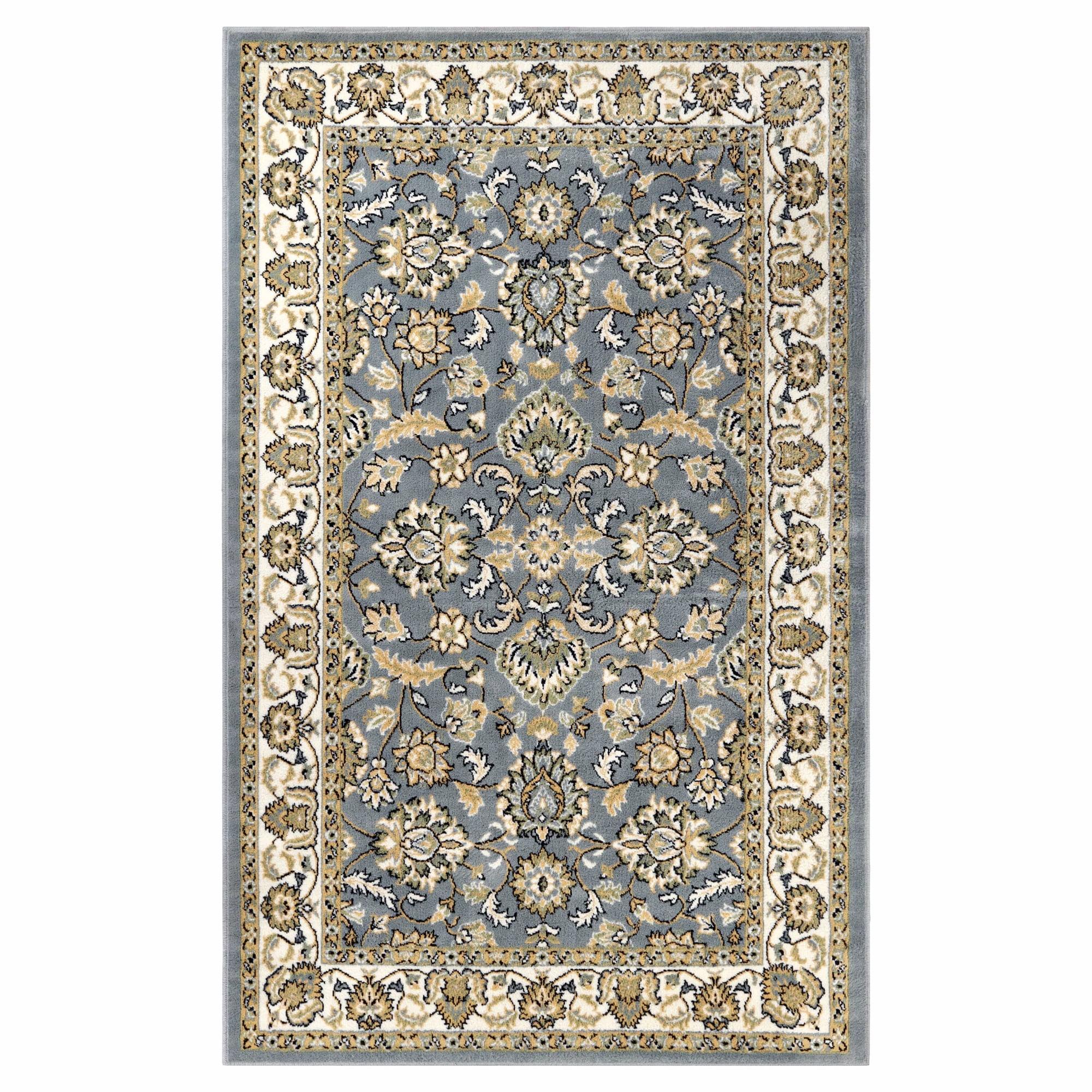 Elegant Lille Floral Scroll 4' x 6' Gray Synthetic Area Rug