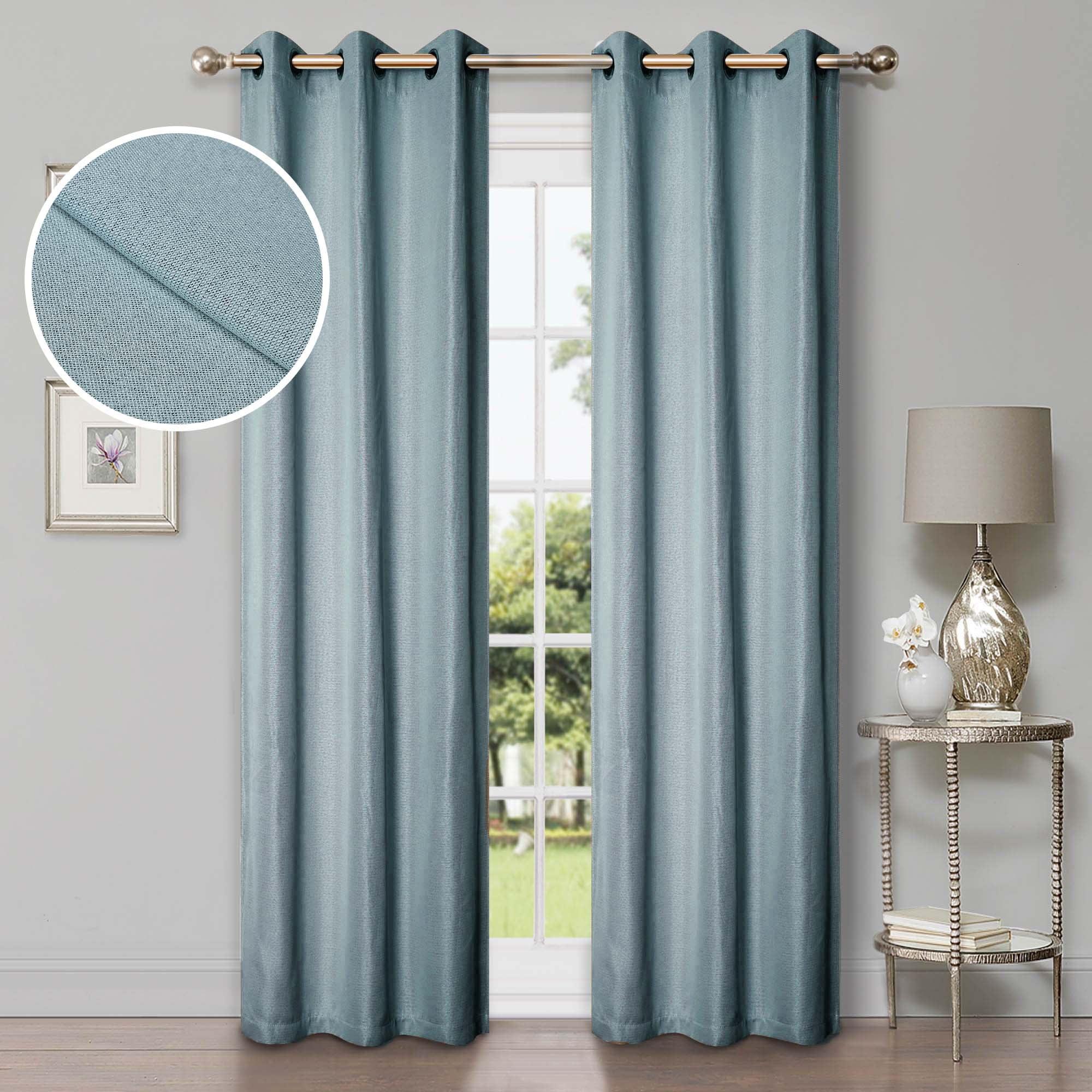 Teal Linen Blackout Window Panel Curtains, 42" x 96"