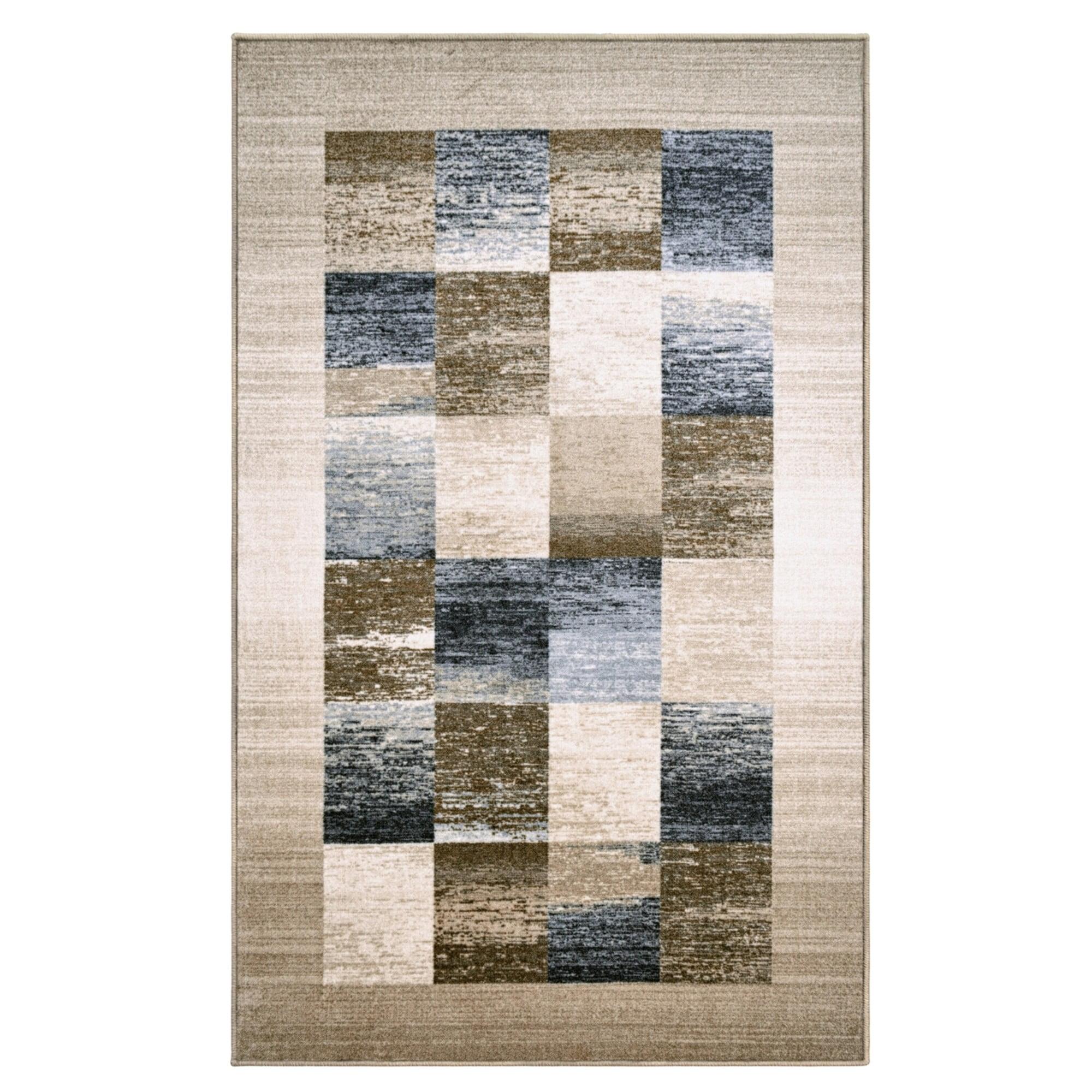 Cream 9' x 12' Non-Slip Synthetic Area Rug