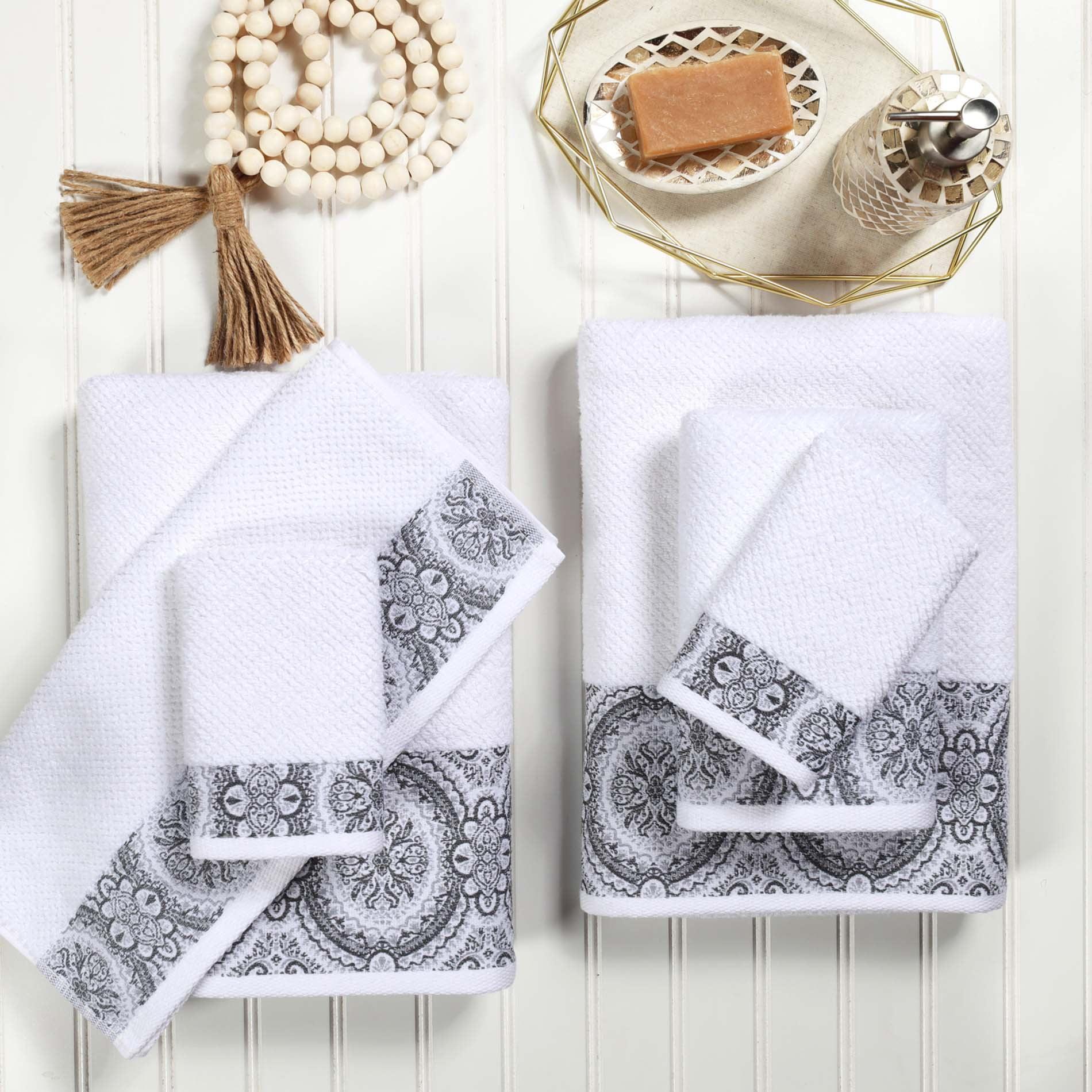 White and Grey Turkish Cotton 6-Piece Towel Set