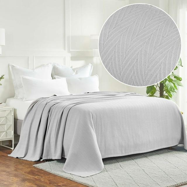 Superior Metro Chevron Zig-Zag All-Season Cotton Blanket, Twin, Silver
