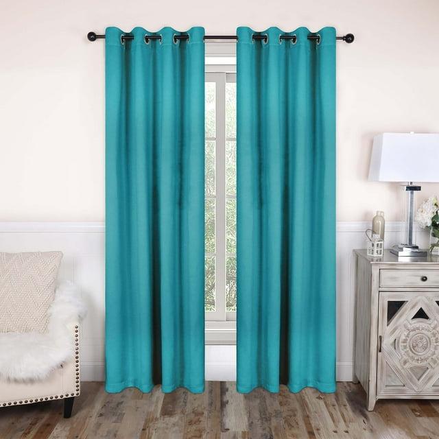 Classic Modern Solid Room Darkening Semi-Blackout Curtains, Grommets, Set of 2, 52"x108", Aqua - Blue Nile Mills