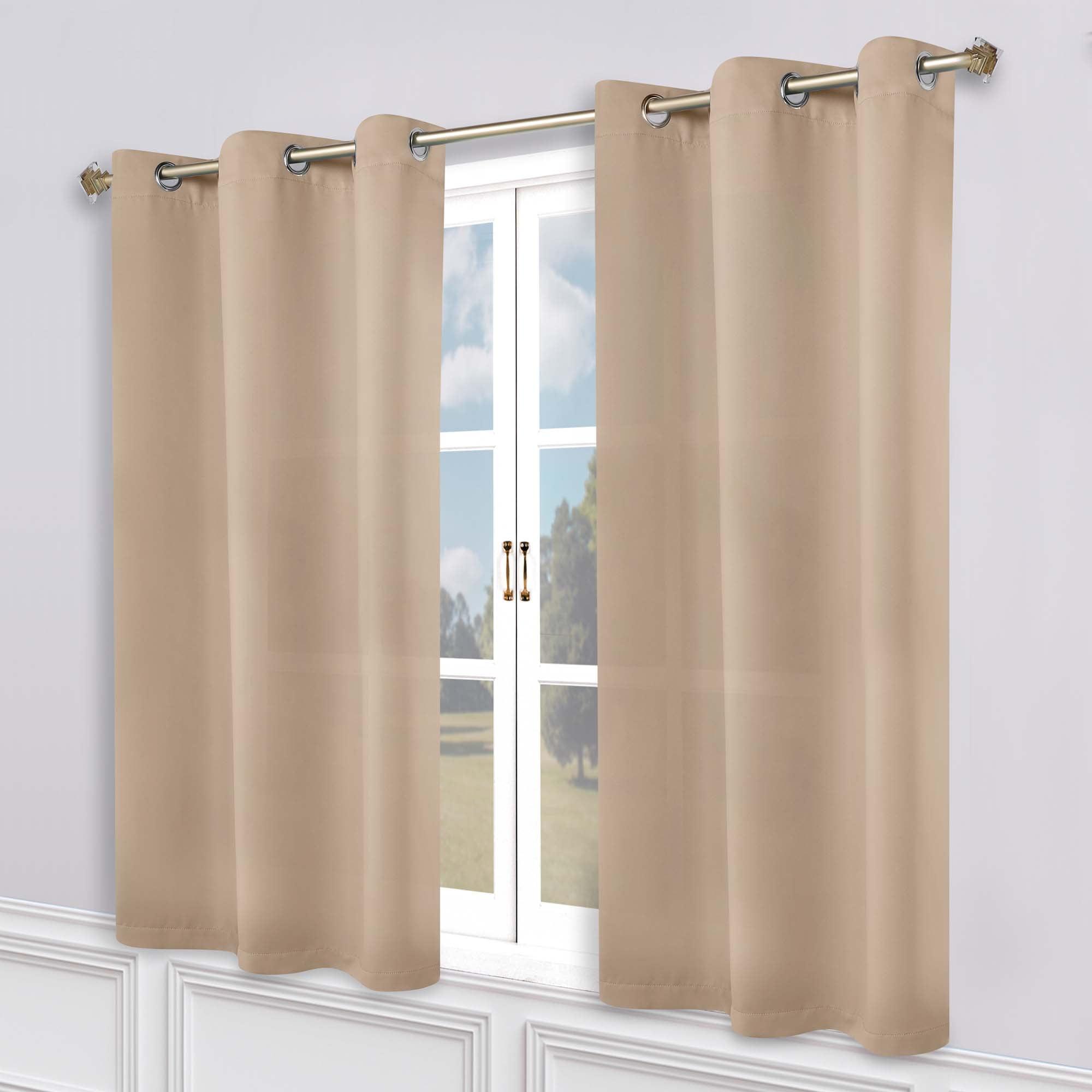 Classic Modern Solid Room Darkening Semi-Blackout Curtains, Grommets, Set of 2, 52"x63", Smoked Ash - Blue Nile Mills