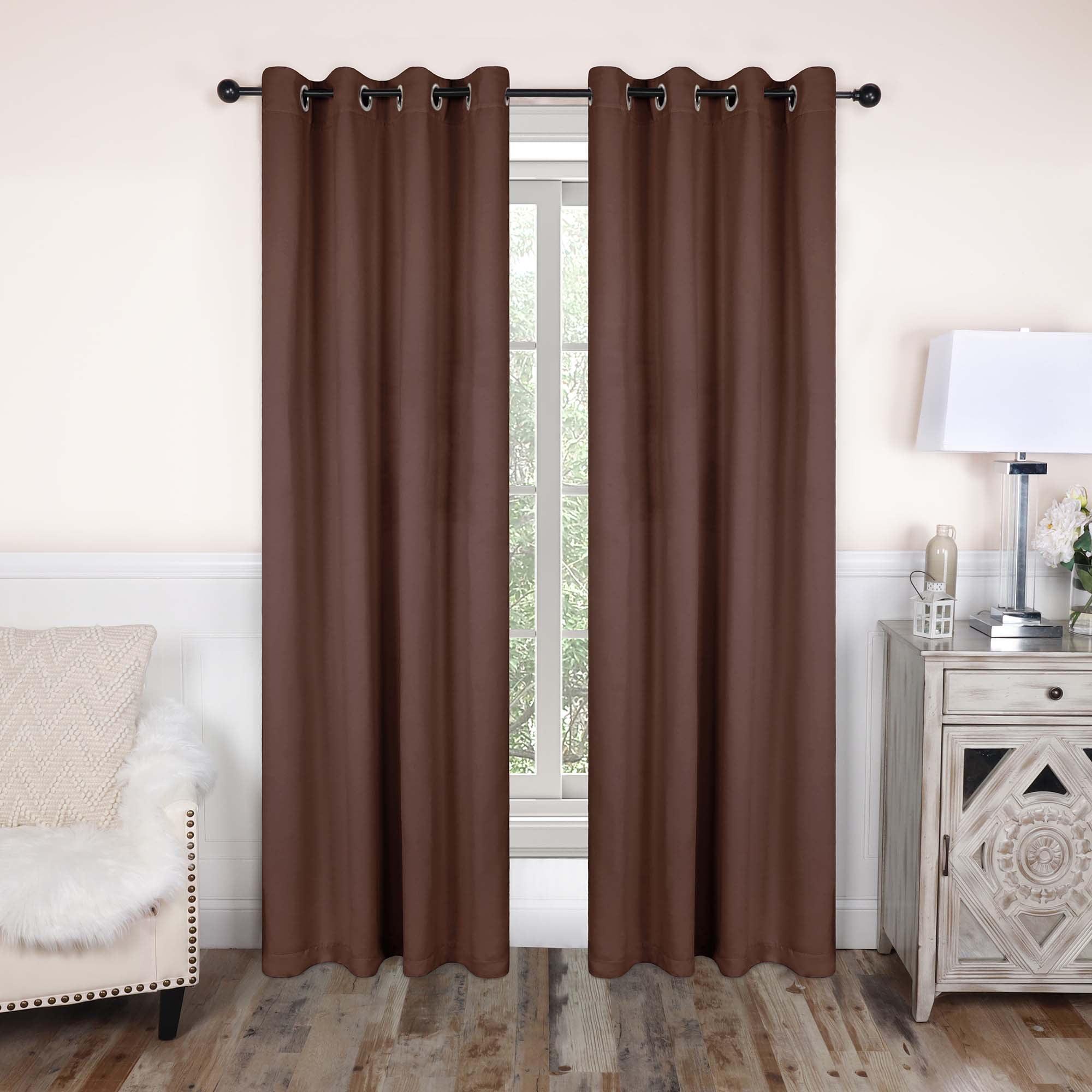 Classic Modern Solid Room Darkening Semi-Blackout Curtains, Grommets, Set of 2, 52"x84", Cappuccino - Blue Nile Mills