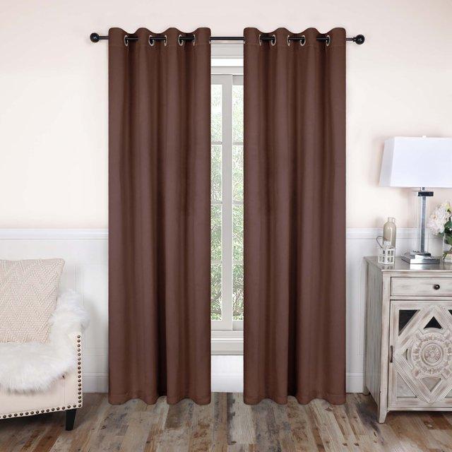 Classic Modern Solid Room Darkening Semi-Blackout Curtains, Grommets, Set of 2, 52"x84", Cappuccino - Blue Nile Mills