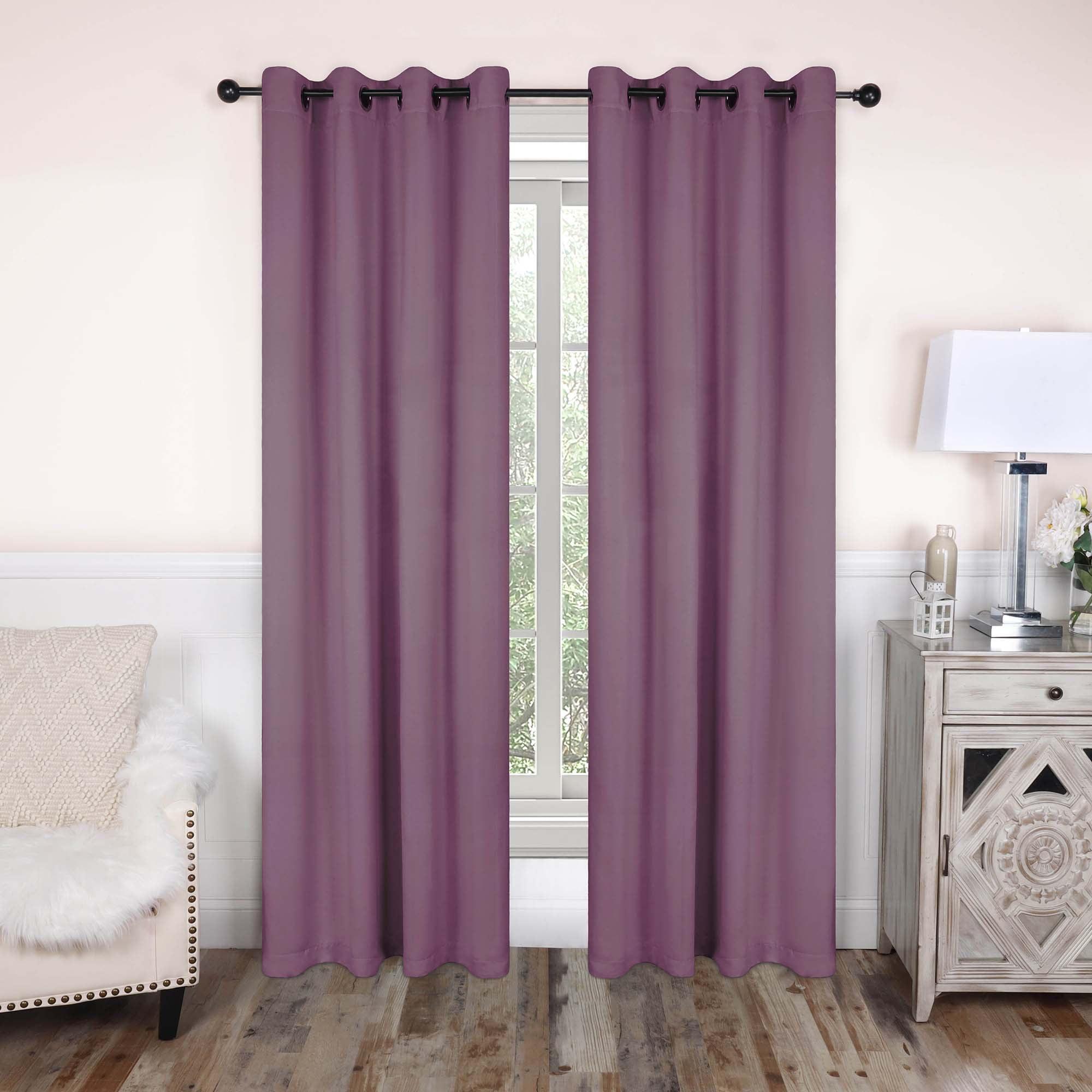 Superior Solid Blackout Curtain Panel, Set of 2, 8 Grommet Curtains 52" W x 96" L, Wisteria