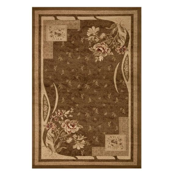 Superior Modern, Contemporary, Traditional Floral Border Block Area Rug, 5' x 8'