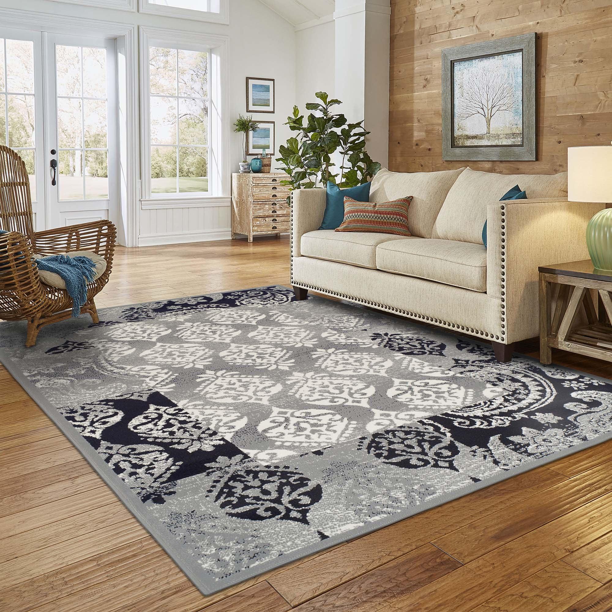 Transitional 4' x 6' Multicolor Synthetic Area Rug with Jute Backing