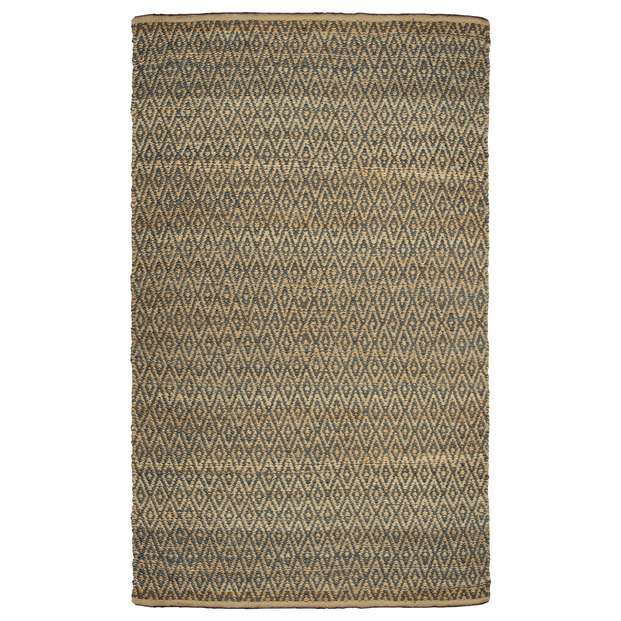 Superior Natural Diamond Collection Hand Woven Jute Rug - Blue