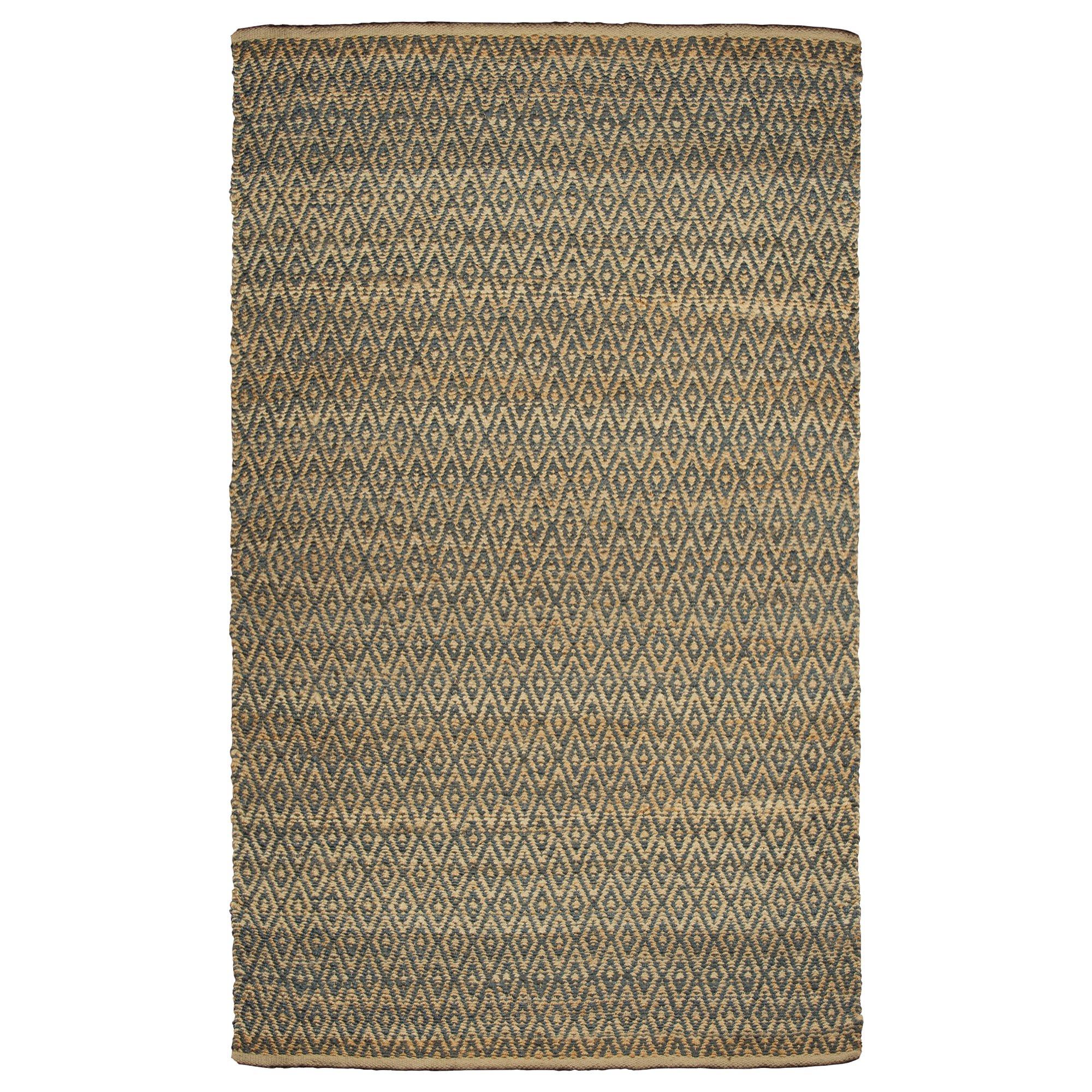 Superior Natural Diamond Collection Hand Woven Jute Rug - Blue