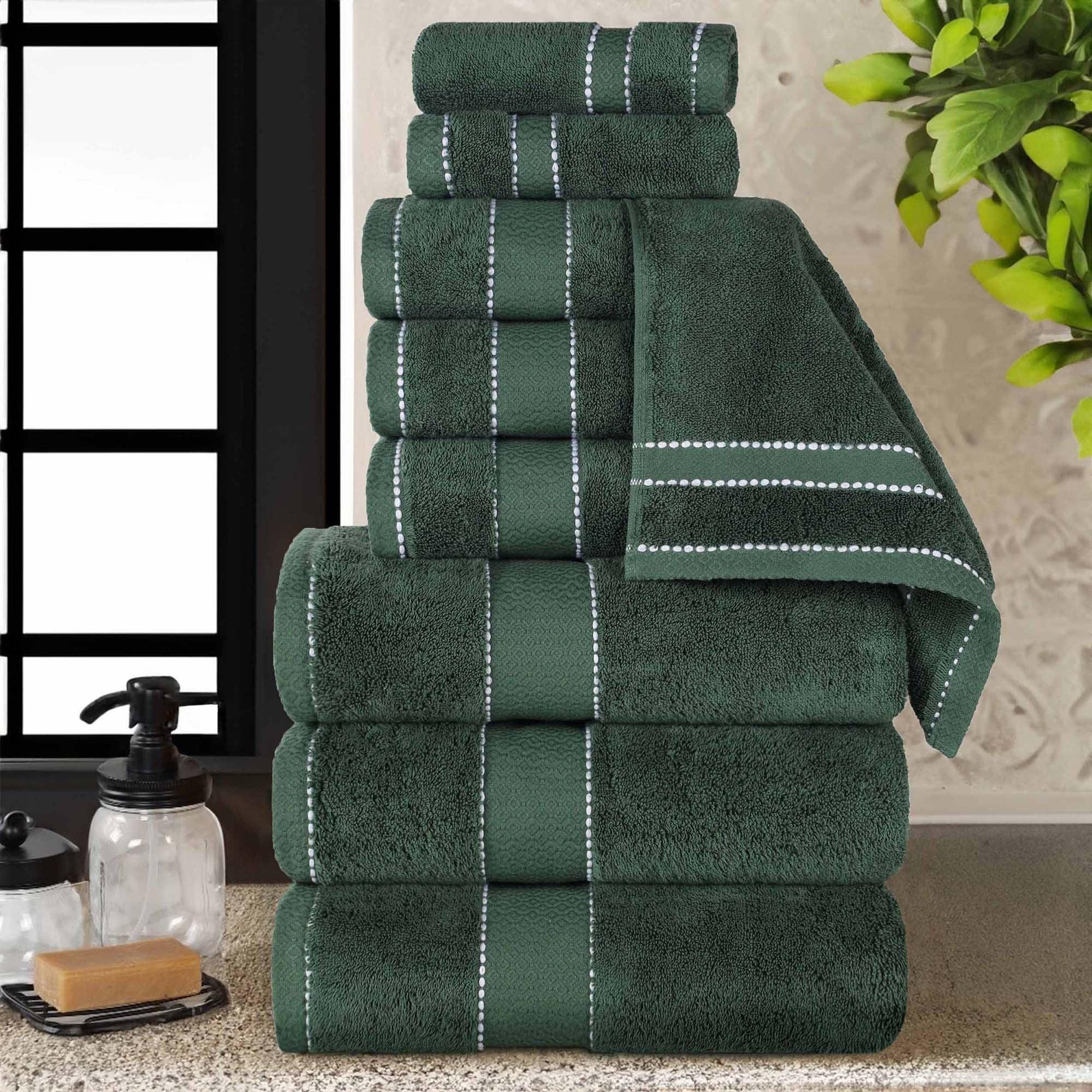 Superior Niles Egypt Produced Giza Cotton 9 Piece Towel Set, Forest Green