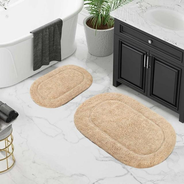 Superior Non-Slip Washable Bath Rug Set, 20" x 30", 24" x 36", Ivory