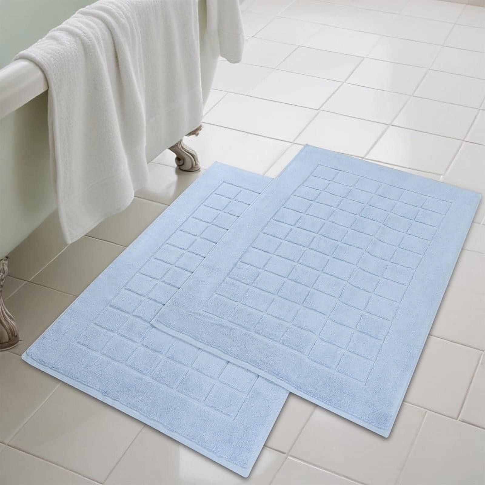 Superior Nora Cotton Terry Solid Absorbent Thick Checkered Washable Bath Mat Set Of 2 | AllModern