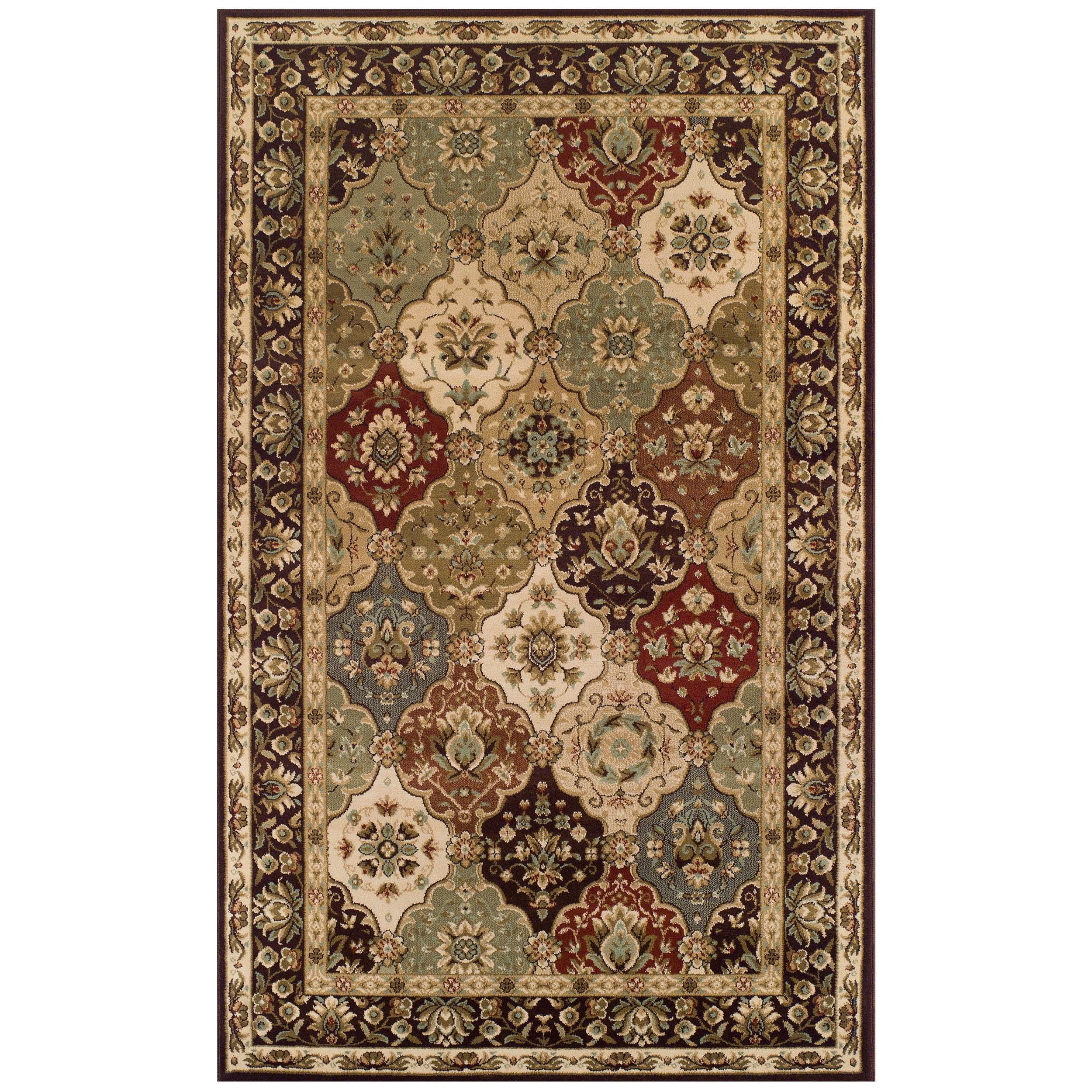 Chocolate Floral Synthetic Rectangular Area Rug, 2' x 3'