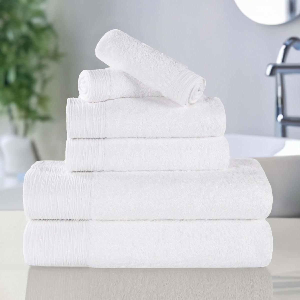 Superior Rayon from Bamboo Soft Modern 6-Piece Towel Set, White
