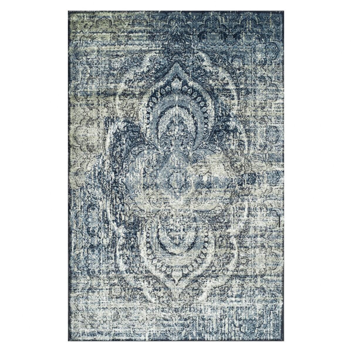 Vintage Boho-Chic Medallion 4' x 6' Blue Synthetic Area Rug