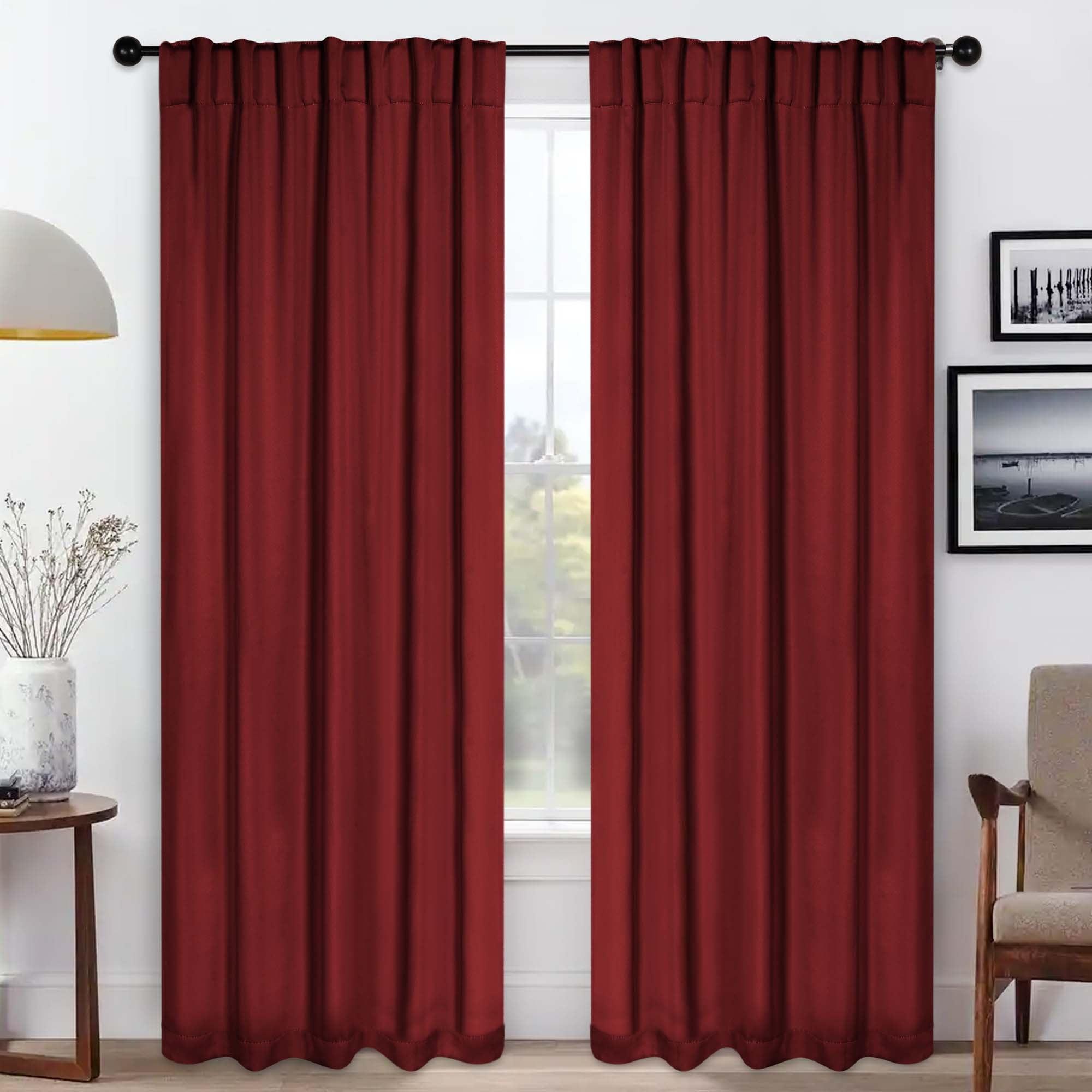 Sangria Polyester Blackout Back Tab Curtains, 52" x 96"