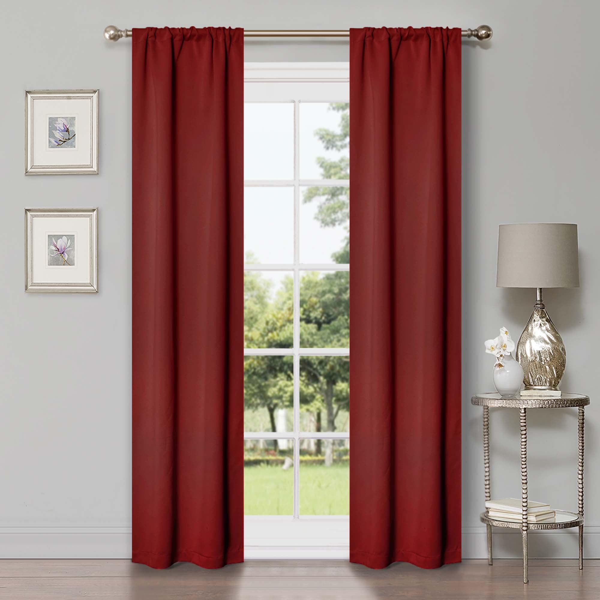 Superior Solid Blackout Curtain Panel, Set of 2, Rod Pocket Curtains 26" W x 84" L, Sangria