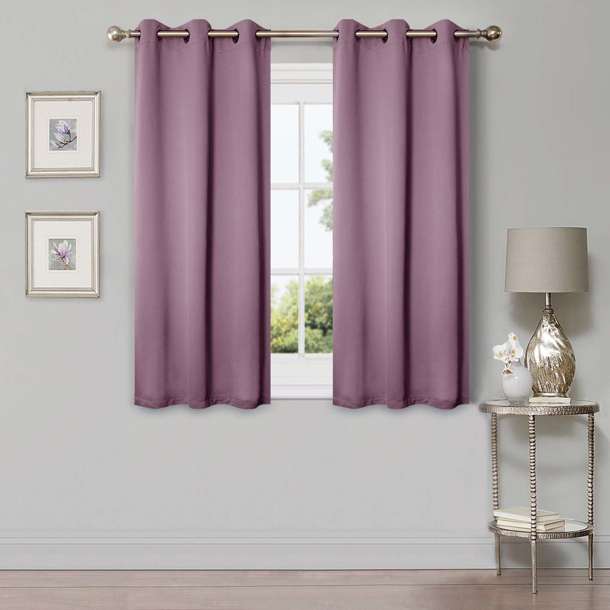 Classic Modern Solid Room Darkening Semi-Blackout Curtains, Grommets, Set of 2, 42"x63", Wisteria - Blue Nile Mills