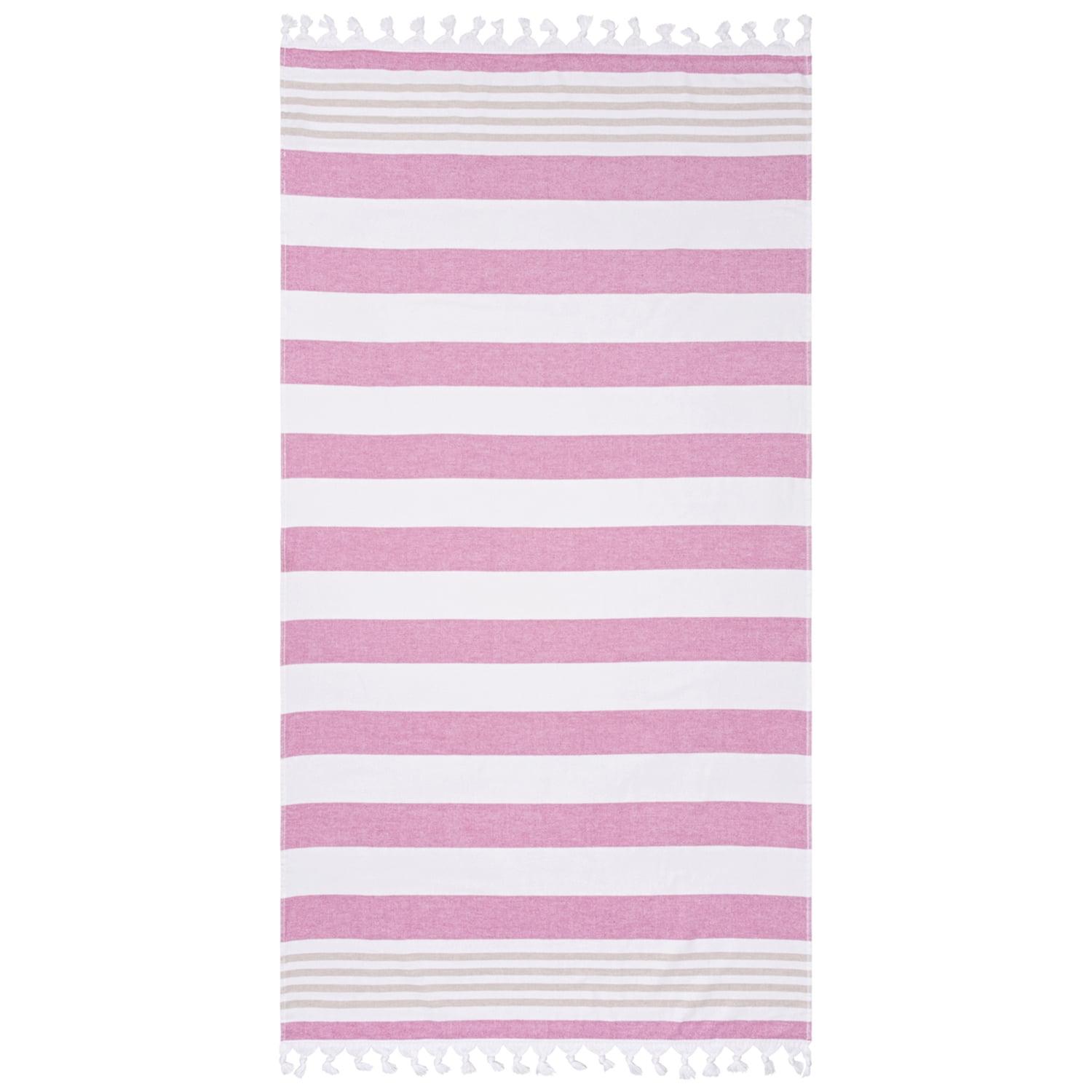 Cotton Oversized Striped Fouta Beach Towel with Tassels by Blue Nile Mills