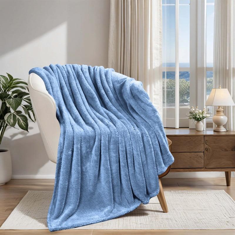 Superior Solid Polyester Reversible All-Season Fleece Throws Blanket