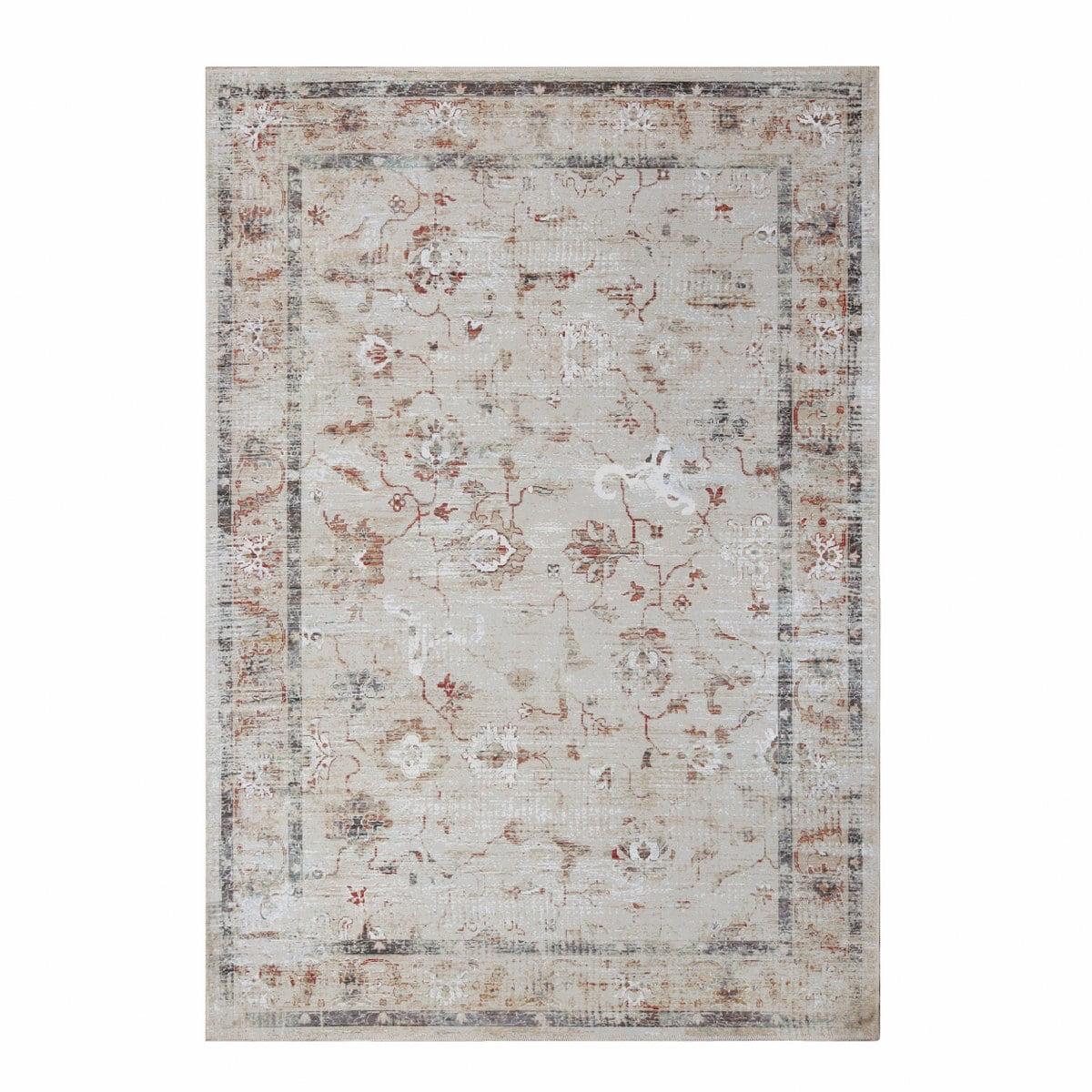 Superior Swan Floral Non-Slip Washable Indoor Area Rug, 4' x 6', Cream