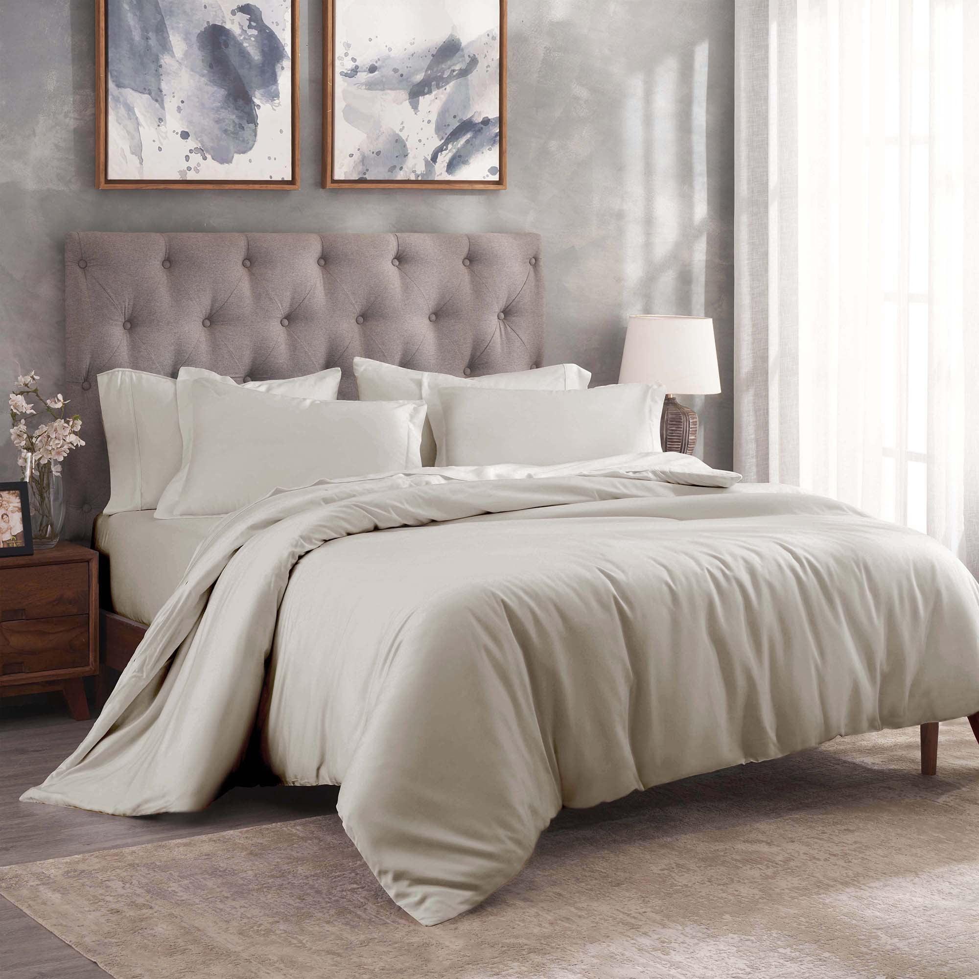 Superior Egyptian Cotton 300 Thread Count Duvet Cover Set, Twin, Light Grey