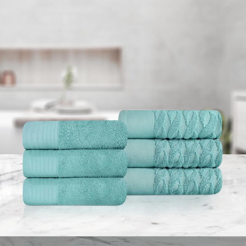 Superior Turkish Cotton Highly-absorbent 6-Piece Hand Towel Set for Bathroom, Spa, and Gym, Cascade