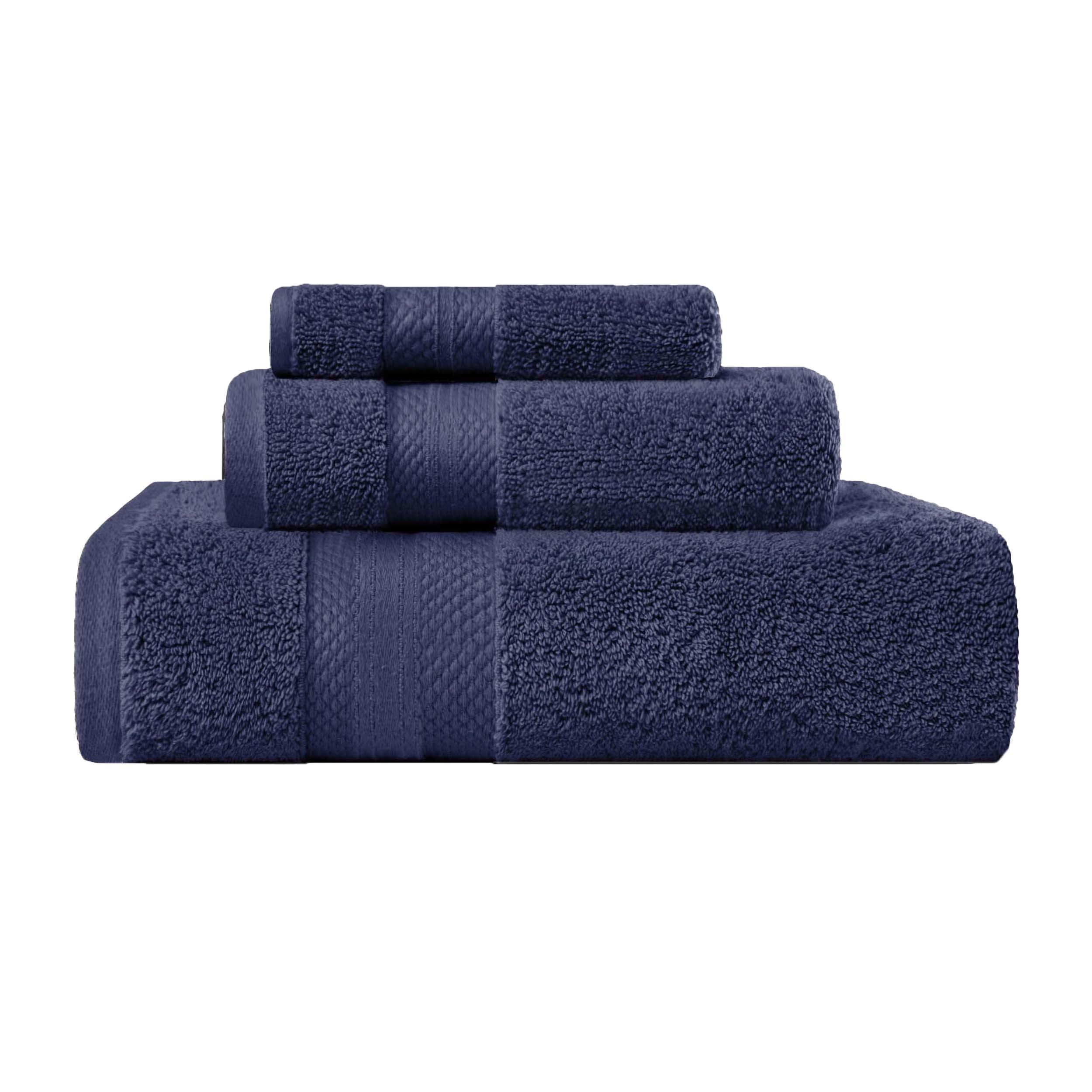 Crown Blue Turkish Cotton 3-Piece Towel Set