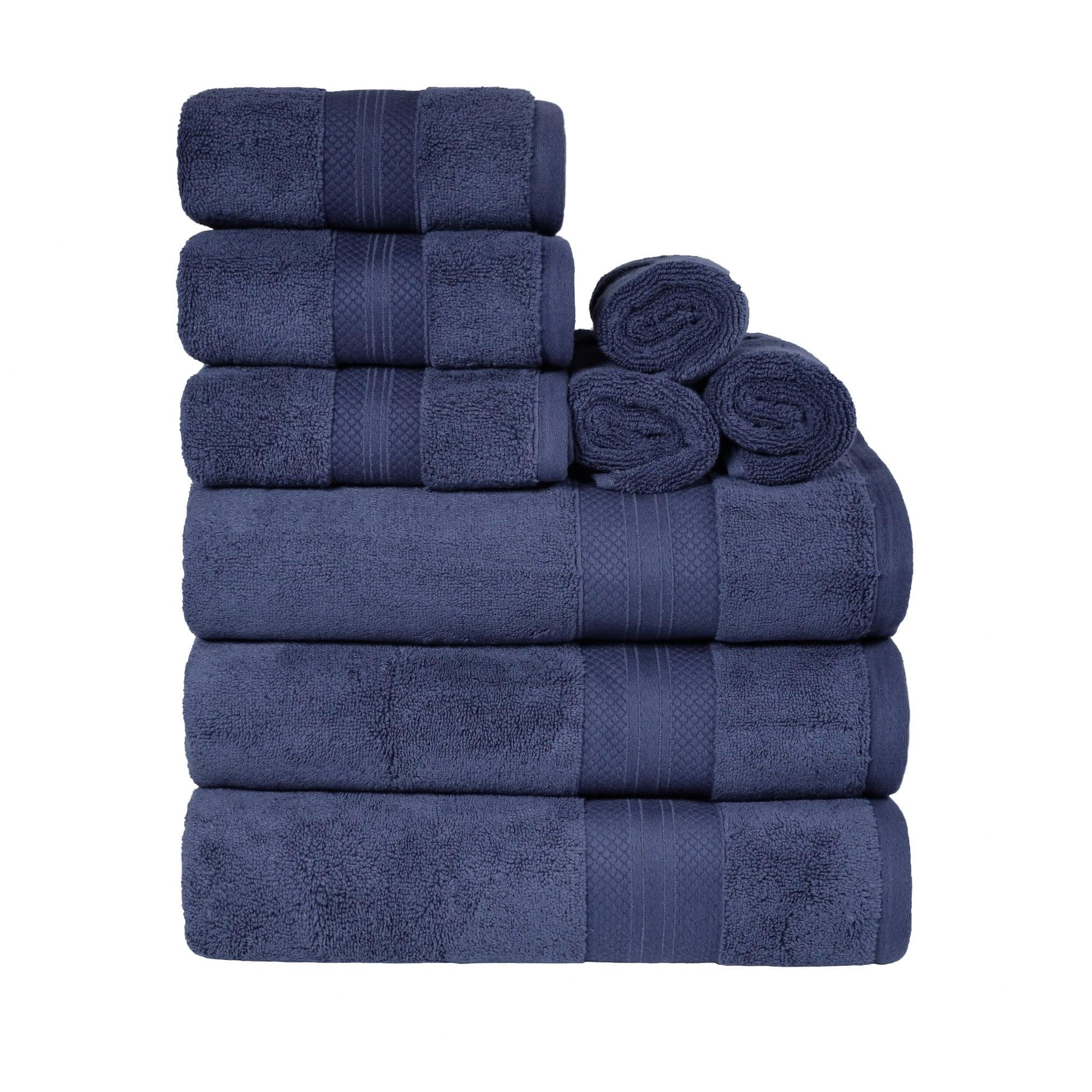 Crown Blue Turkish Cotton 9-Piece Towel Set