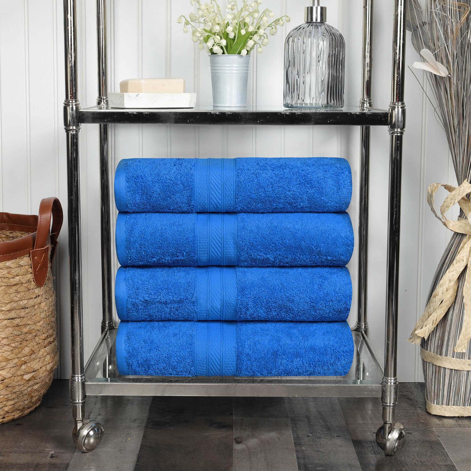 Superior Allure Blue Cotton 4-Piece Bath Towel Set