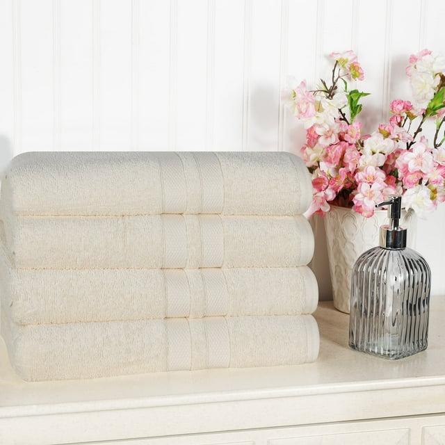 Superior Ultra Soft Cotton Solid 4-Piece Bath Towel Sets, Ivory
