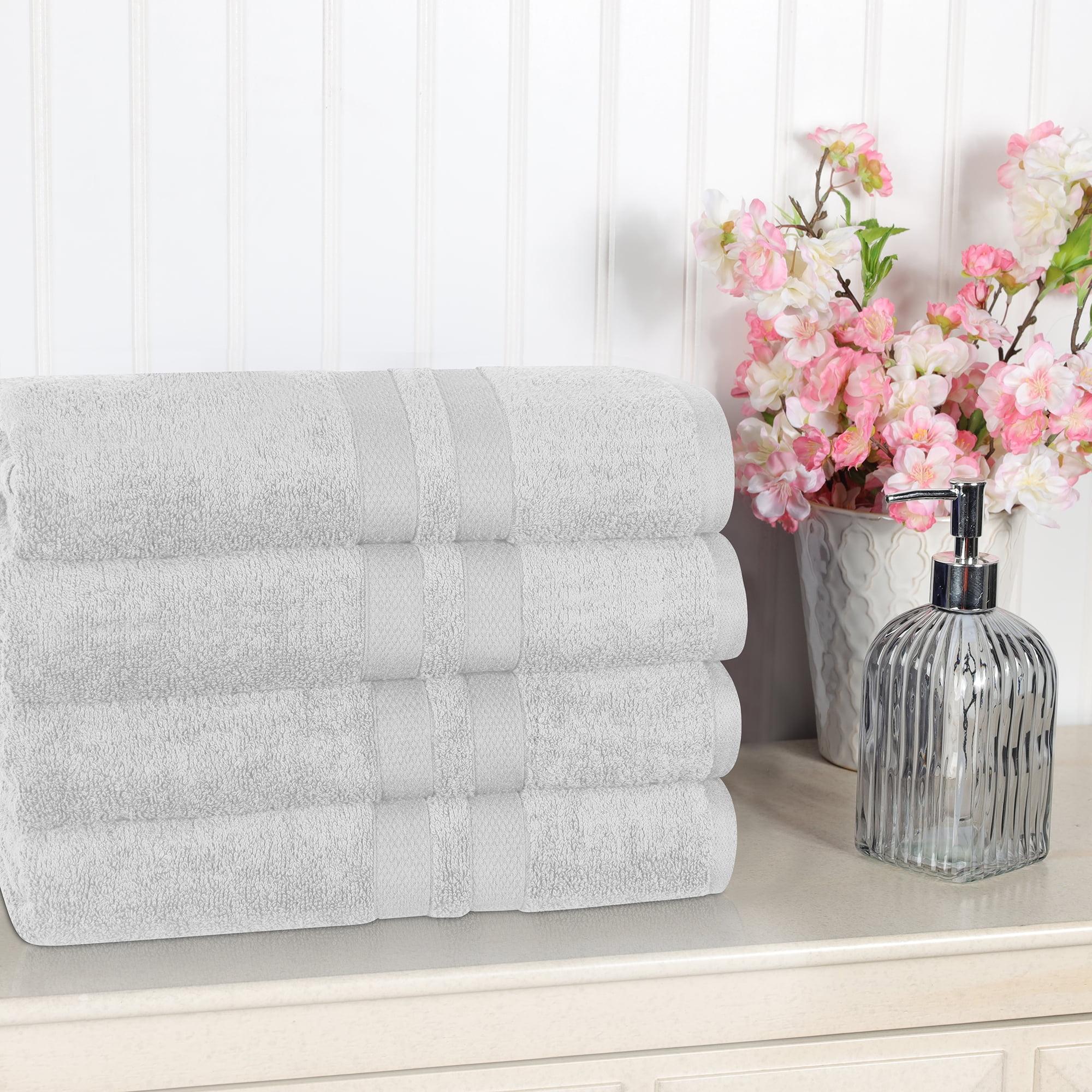 Oversized Silver Cotton 4 Piece Bath Towel Set